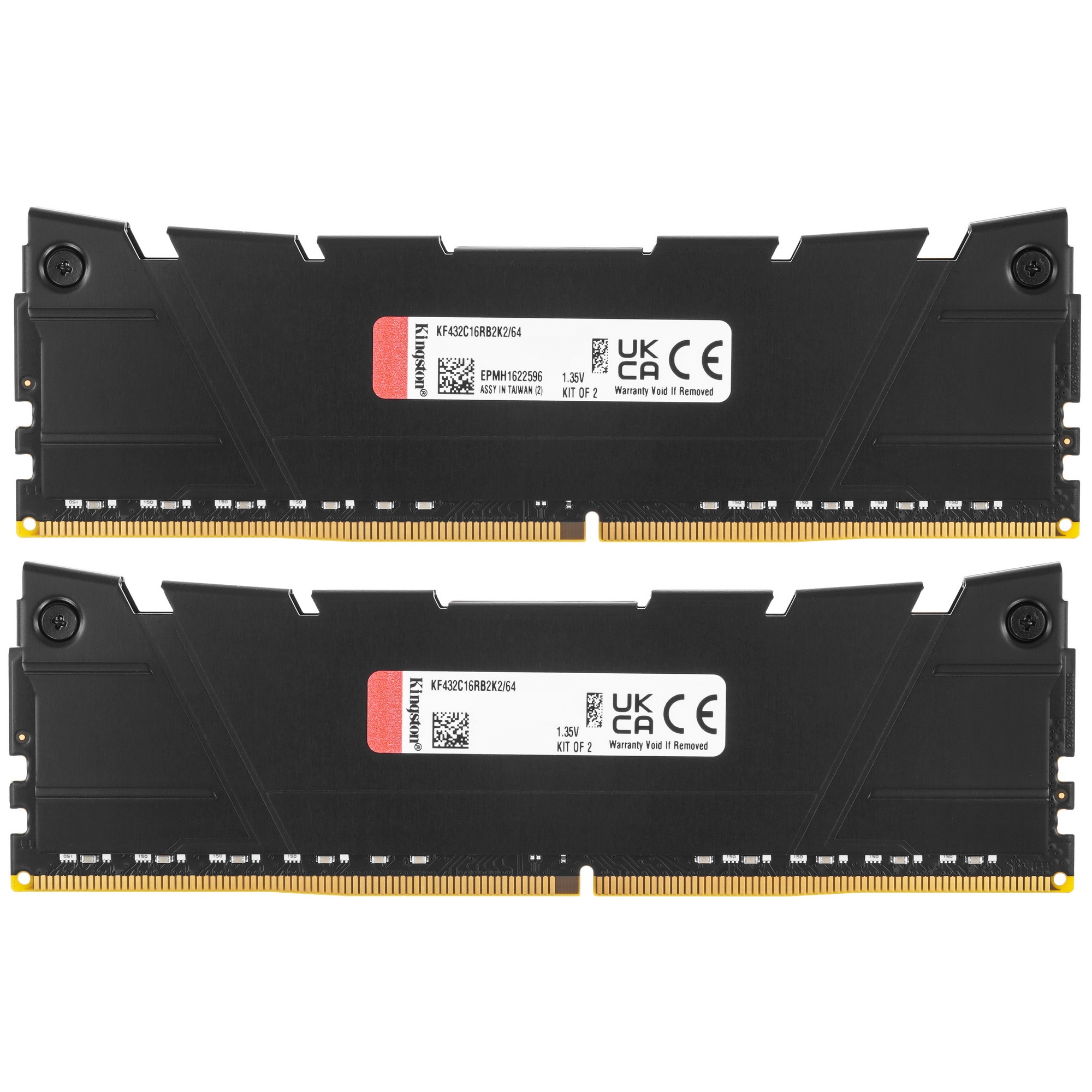 Оперативная память Kingston Fury Renegade, DDR4, 64GB (2x32 GB), 3200 MHz, CL16, с радиатором, чёрны