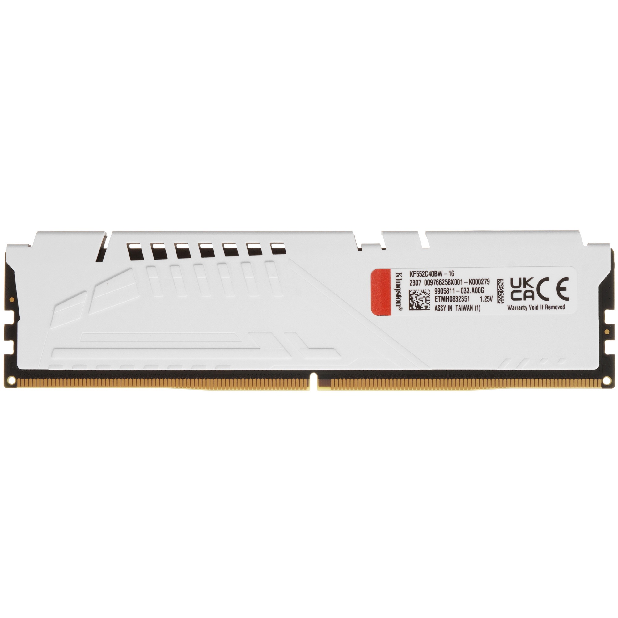 Оперативная память Kingston Fury Beast, DDR5, 16GB (1x16GB), 5200MHz, CL40, с радиатором, белый