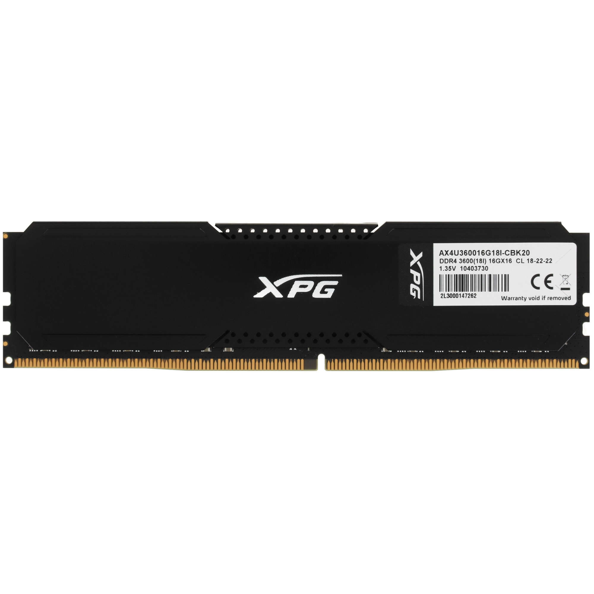 Оперативная память XPG Gammix D20, 16GB, DDR4, 3600MHz, CL18, UDIMM, с радиатором, черный
