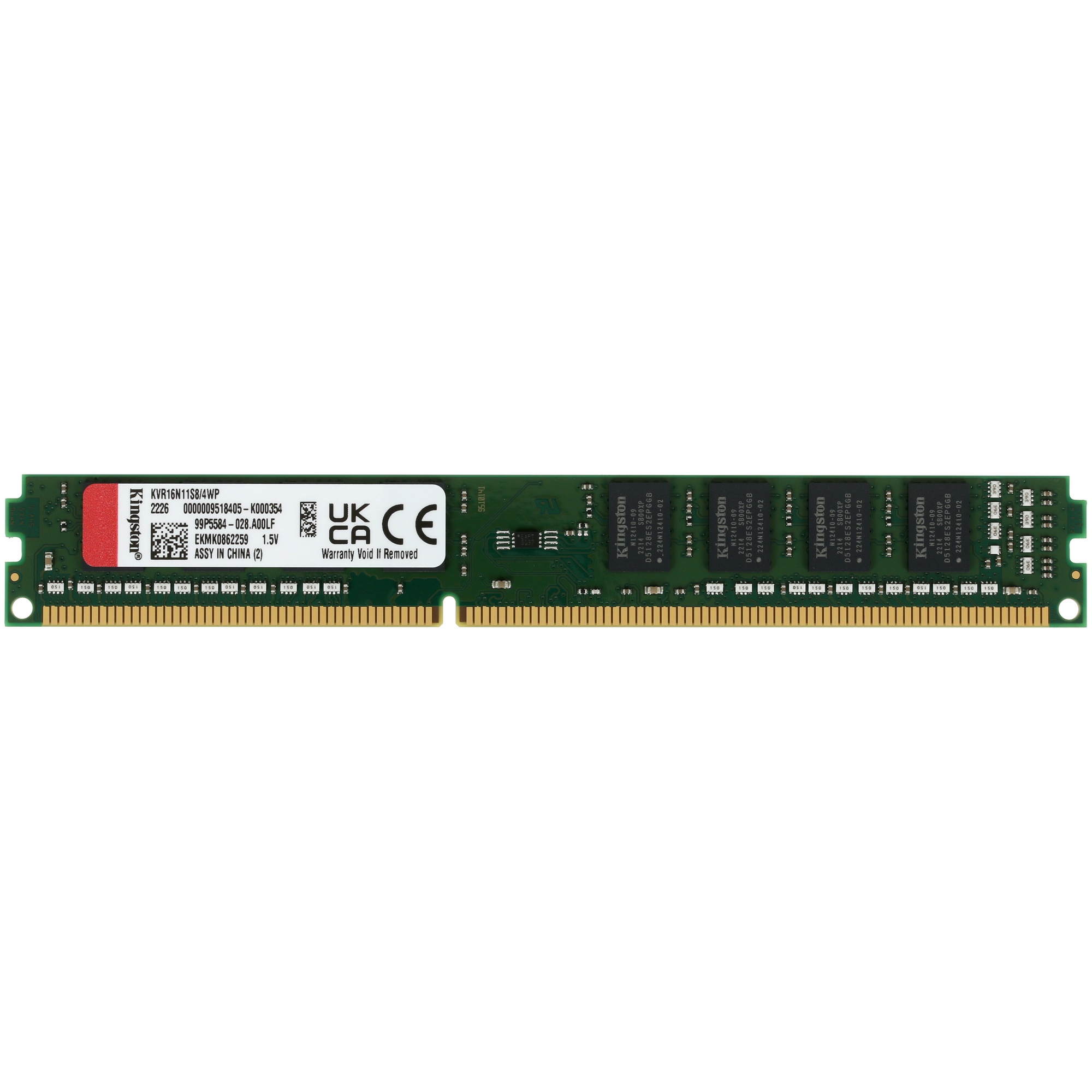 Оперативная память Kingston ValueRAM, DDR3L, 4GB (1x4GB), 1600MHz, CL11