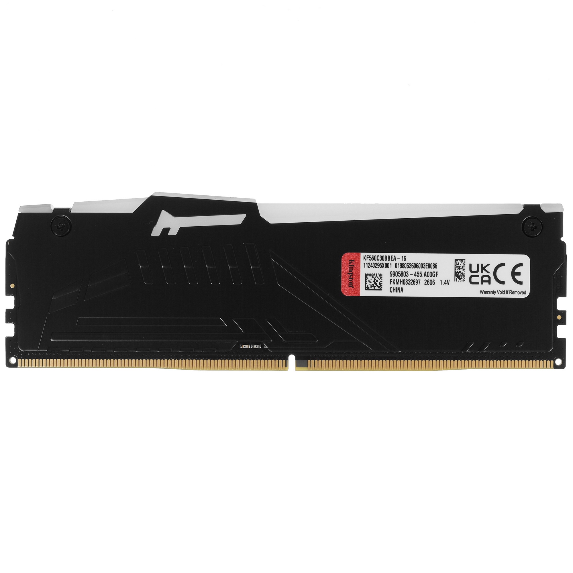 Оперативная память Kingston Fury Beast, DDR5, 16GB (1x16GB), 6000MHz, CL30, с радиатором, RGB, черны