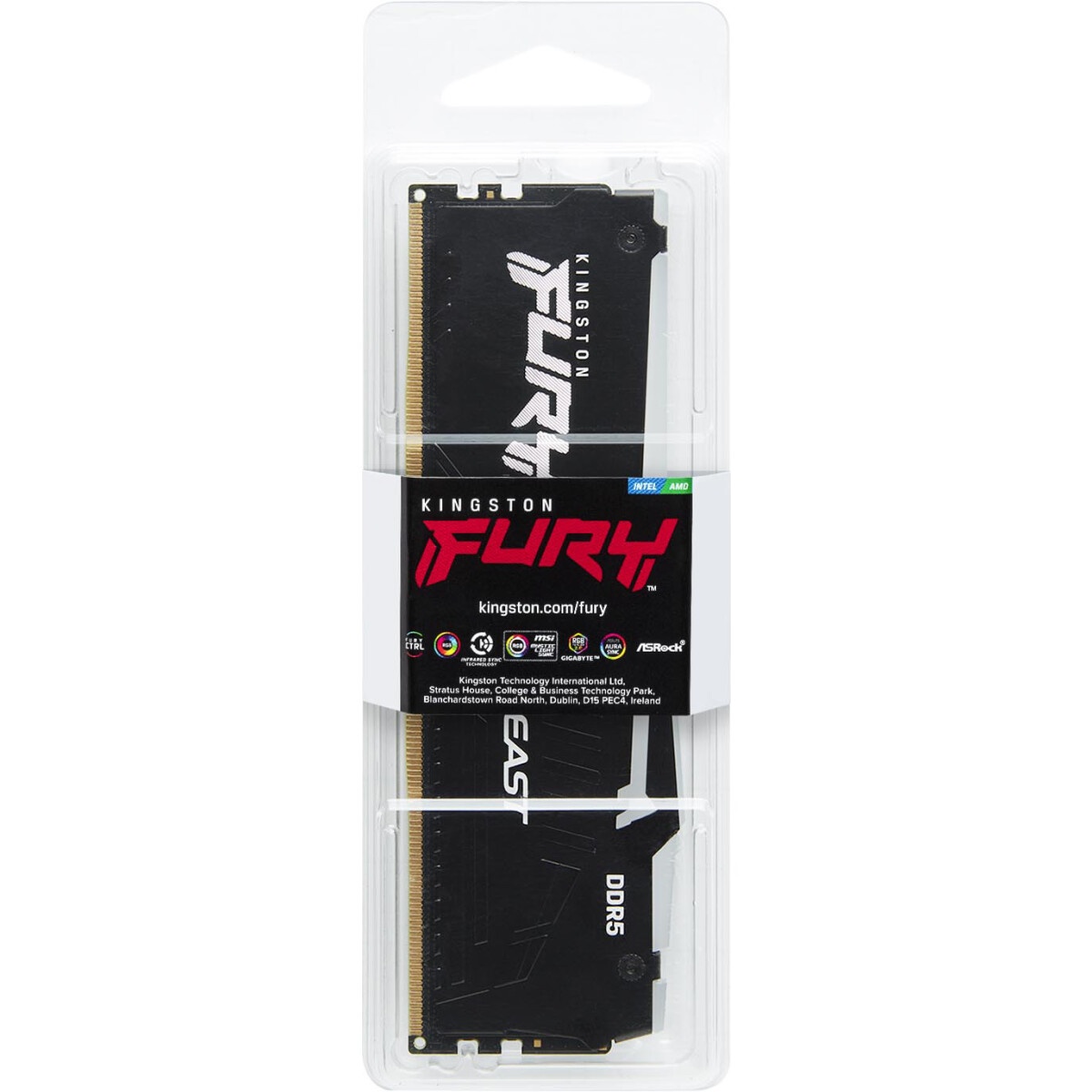 Оперативная память Kingston Fury Beast, DDR5, 16GB (1x16GB), 6000MHz, CL30, с радиатором, RGB, черны