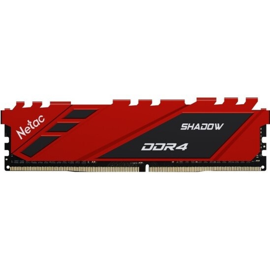 Оперативная память NETAC Shadow, DDR4, 8GB (1x8GB), 2666MHz, CL19, с радиаторами, красный