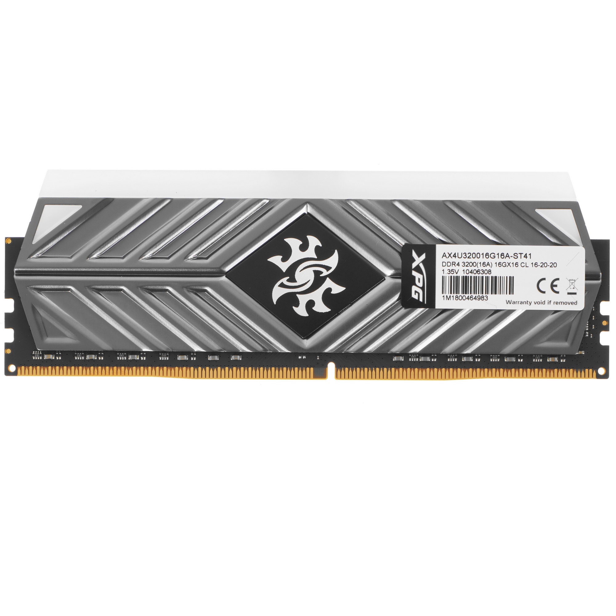 Оперативная память XPG Spectrix D41 RGB, DDR4, 16GB (1x16GB), 3200MHz, CL16, UDIMM, с радиатором, RG