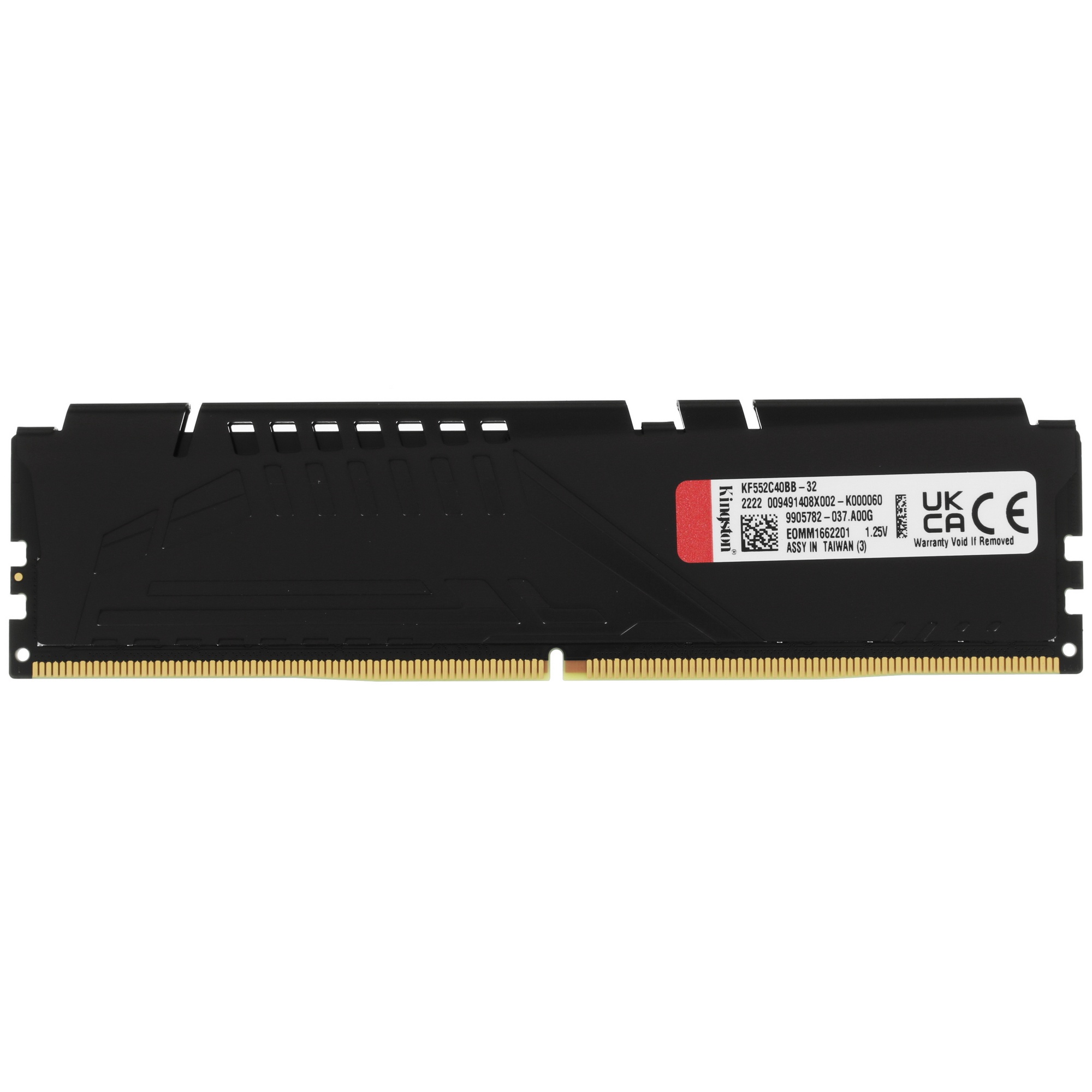 Оперативная память Kingston Fury Beast, DDR5, 32GB (1x32GB), 5200MHz, CL40, радиатор, чёрный