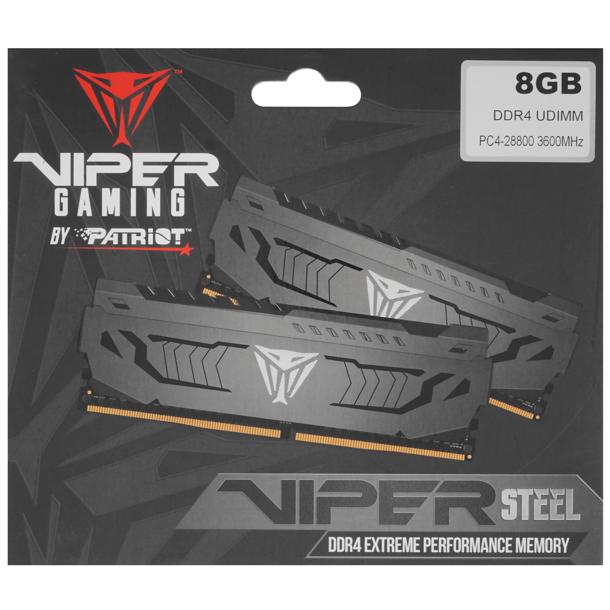 Оперативная память Patriot Viper Steel, DDR4, 8GB (1x8GB), 3600MHz, CL18, с радиатором, черный