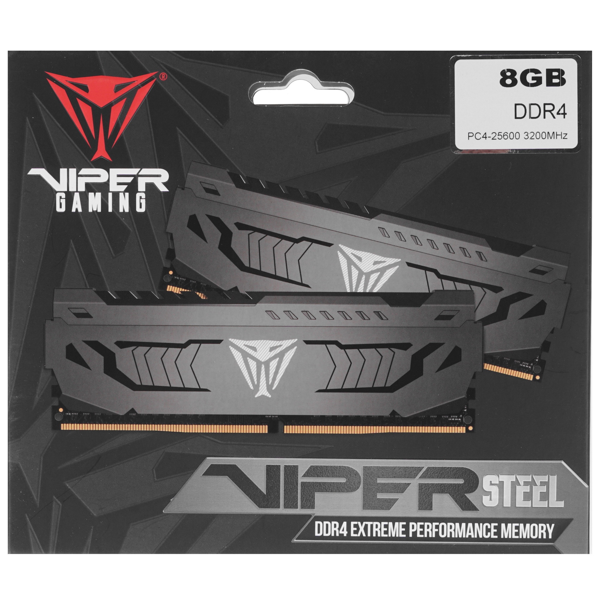 Оперативная память Patriot Viper Steel, DDR4, 8GB, 3200MHz, CL16, с радиатором, черный