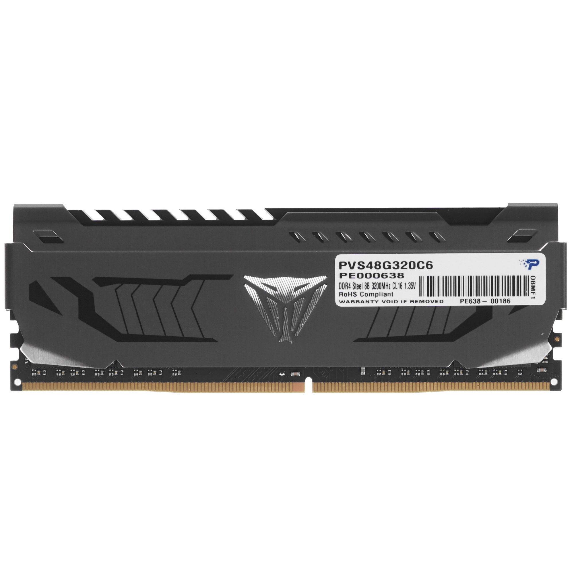 Оперативная память Patriot Viper Steel, DDR4, 8GB, 3200MHz, CL16, с радиатором, черный