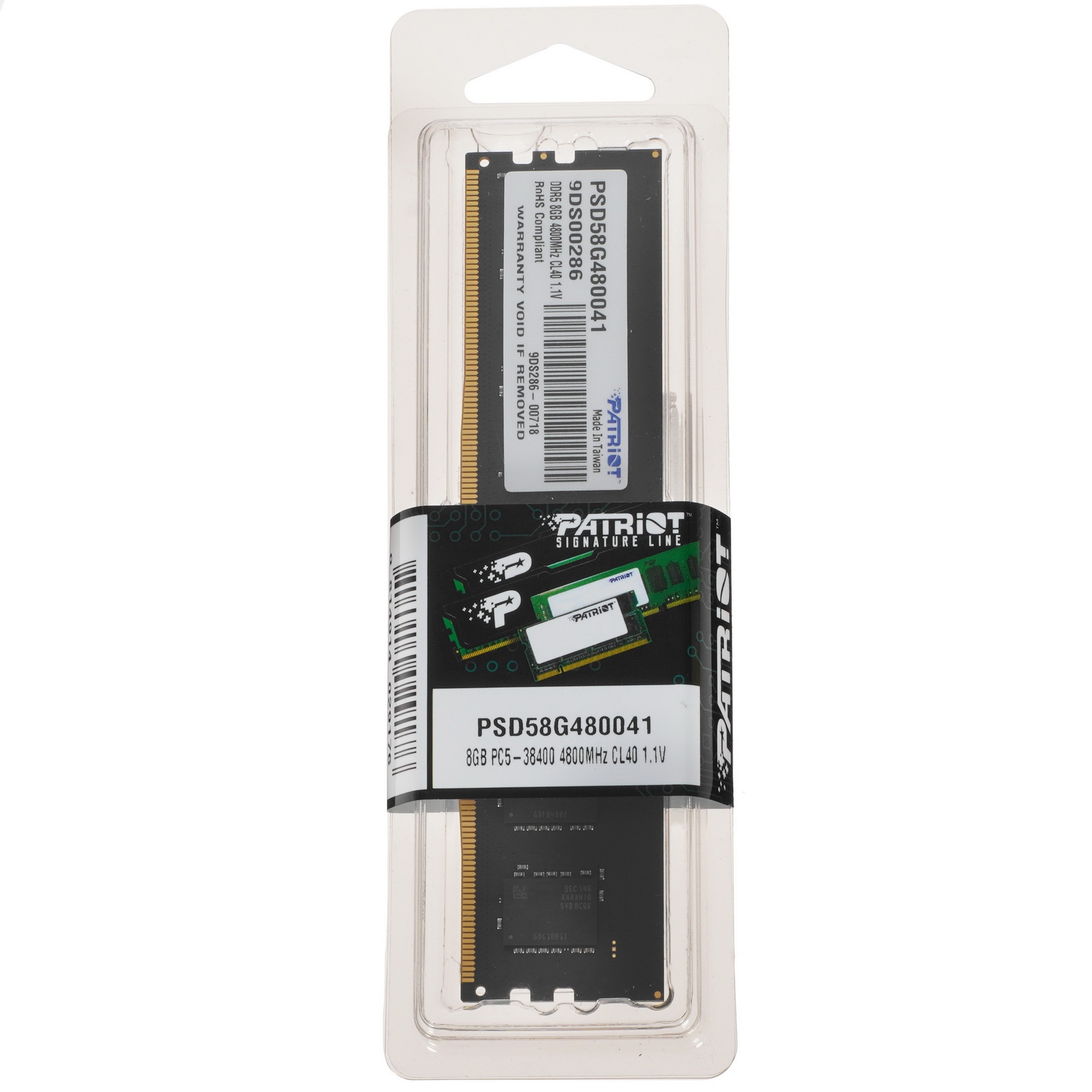 Оперативная память Patriot Signature, DDR5, 8GB (1x8 GB), 4800 MHz, CL40
