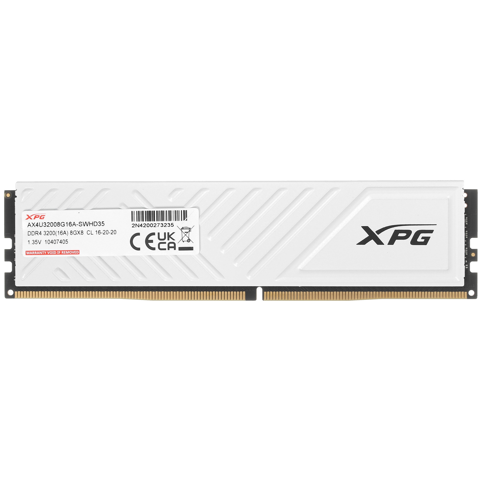 Оперативная память XPG Gammix D35, DDR4, 8GB (1x8GB), 3200MHz, CL16, UDIMM, с радиатором, белый