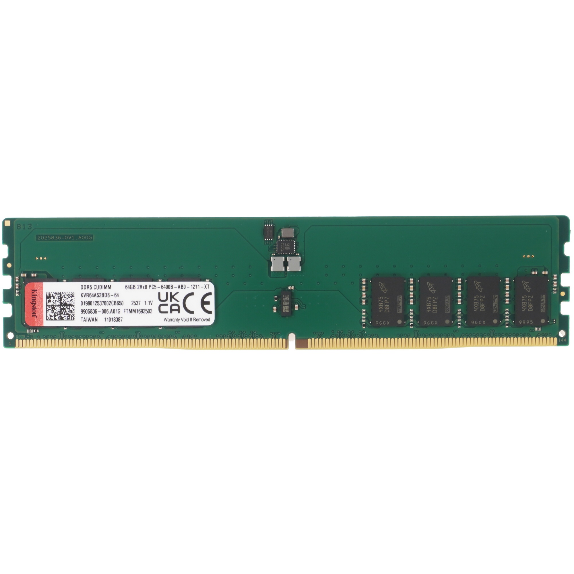 Оперативная память Kingston ValueRAM, DDR5, 64GB (1x64GB), 6400 MHz, CL52