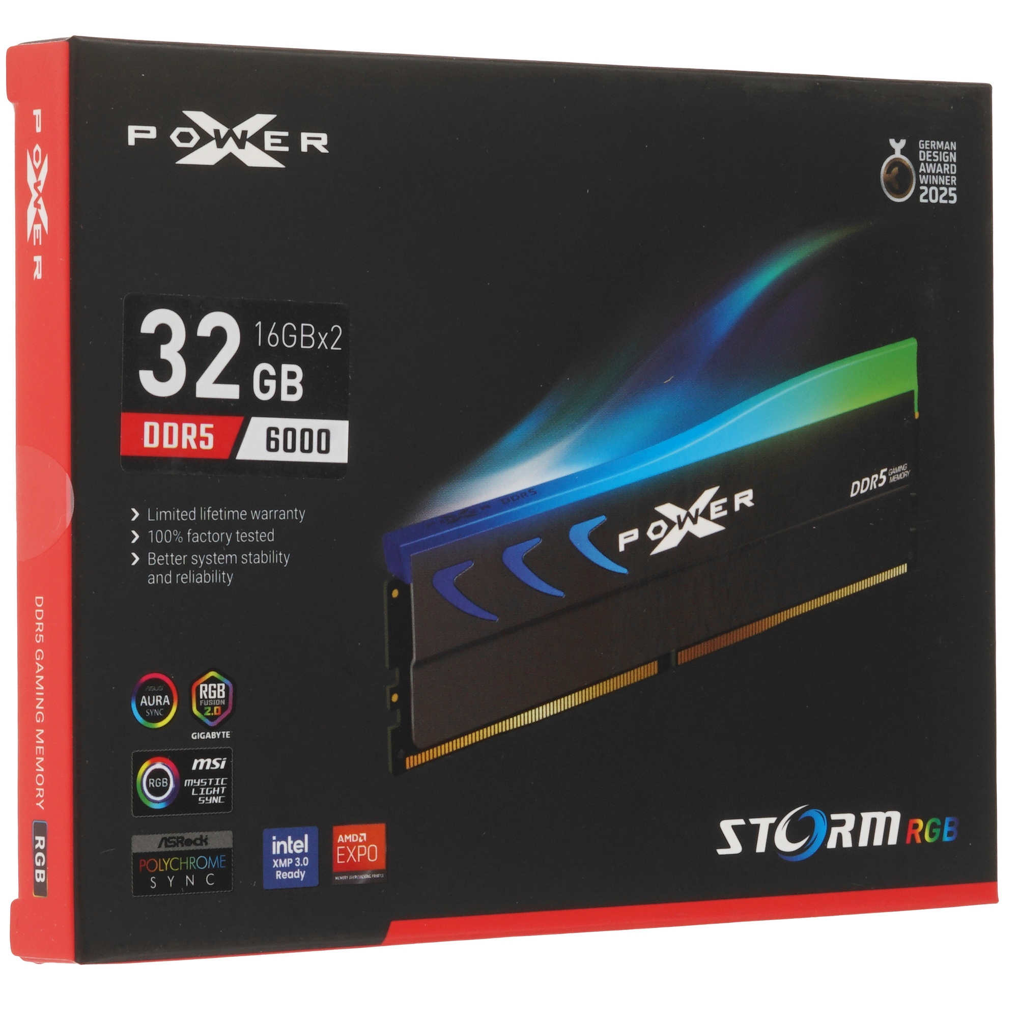 Оперативная память Silicon Power Xpower Storm, DDR5, 32GB (2x16 GB), 6000 MHz, CL30, радиатор, RGB,