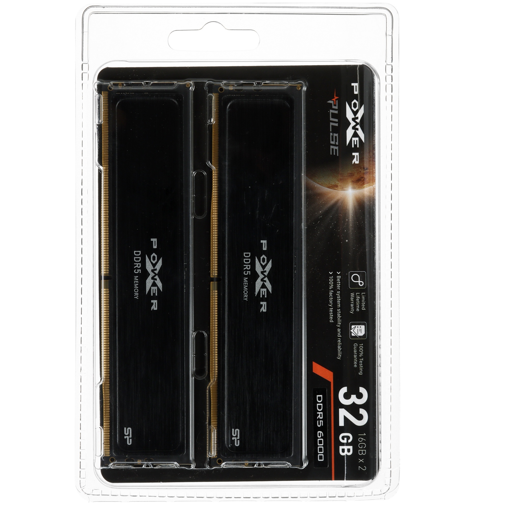 Оперативная память Silicon Power Xpower Pulse, DDR5, 32GB (2x16 GB), 6000 MHz, CL30, радиатор, чёрны