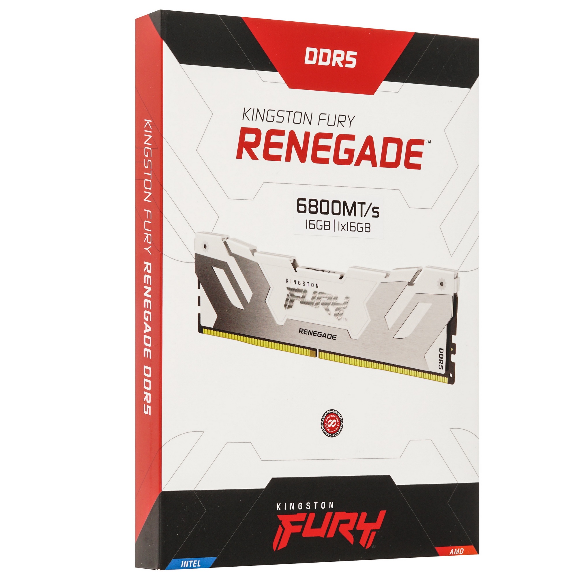 Оперативная память Kingston Fury Beast, DDR5, 16GB (1x16 GB), 6800 MHz, CL36, радиатор, белый