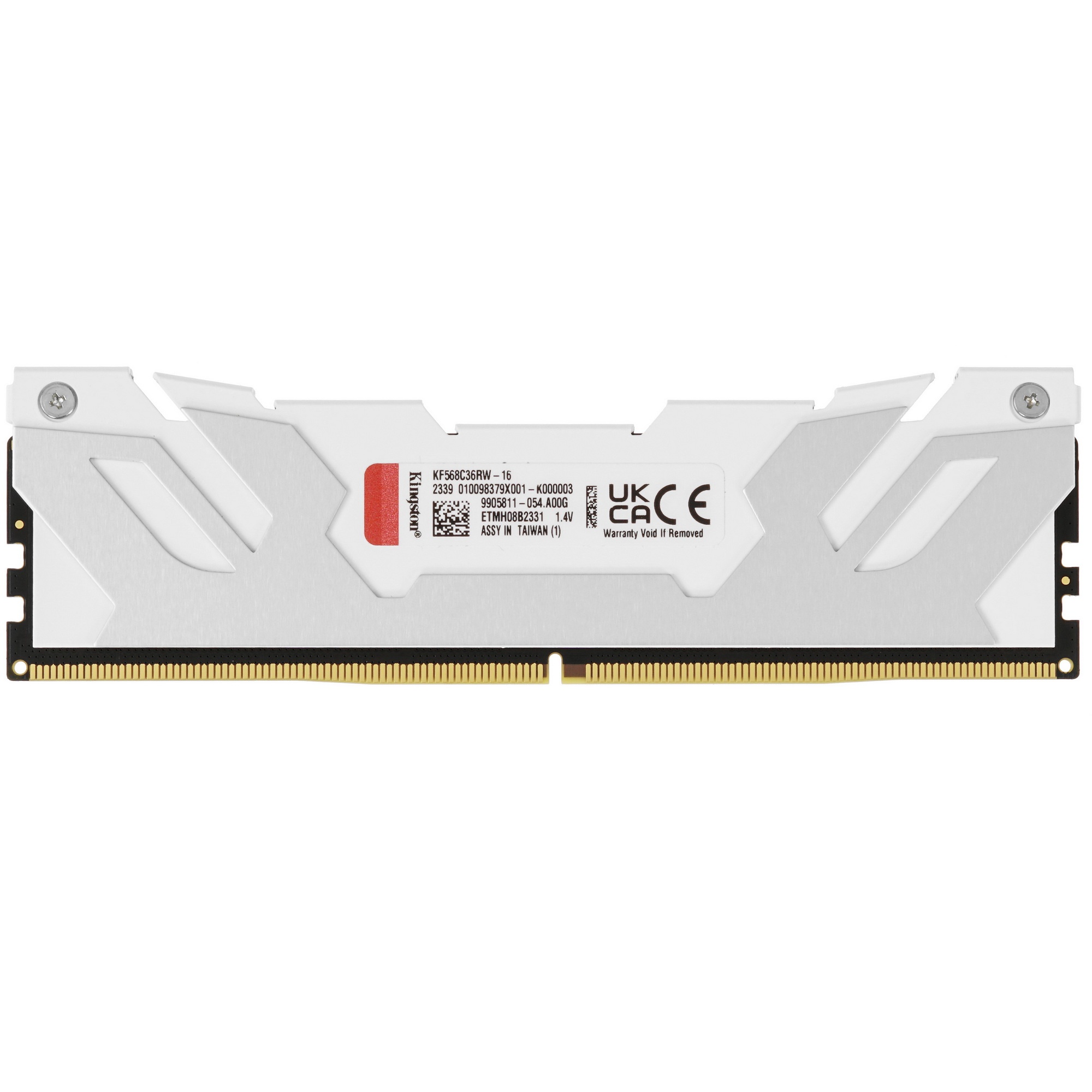Оперативная память Kingston Fury Beast, DDR5, 16GB (1x16 GB), 6800 MHz, CL36, радиатор, белый