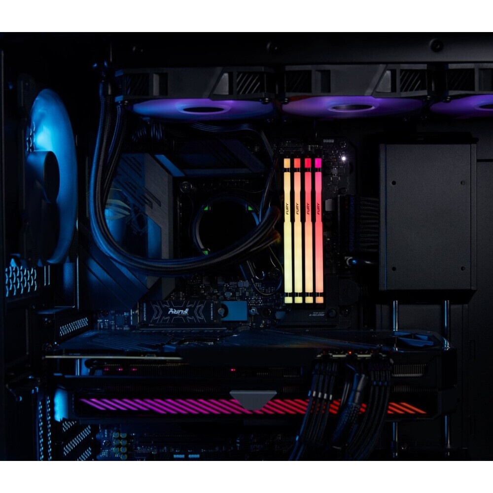 Оперативная память Kingston Fury Beast, DDR5, 64GB (4x16GB), 5200MHz, CL40, с радиаторами, RGB, черн