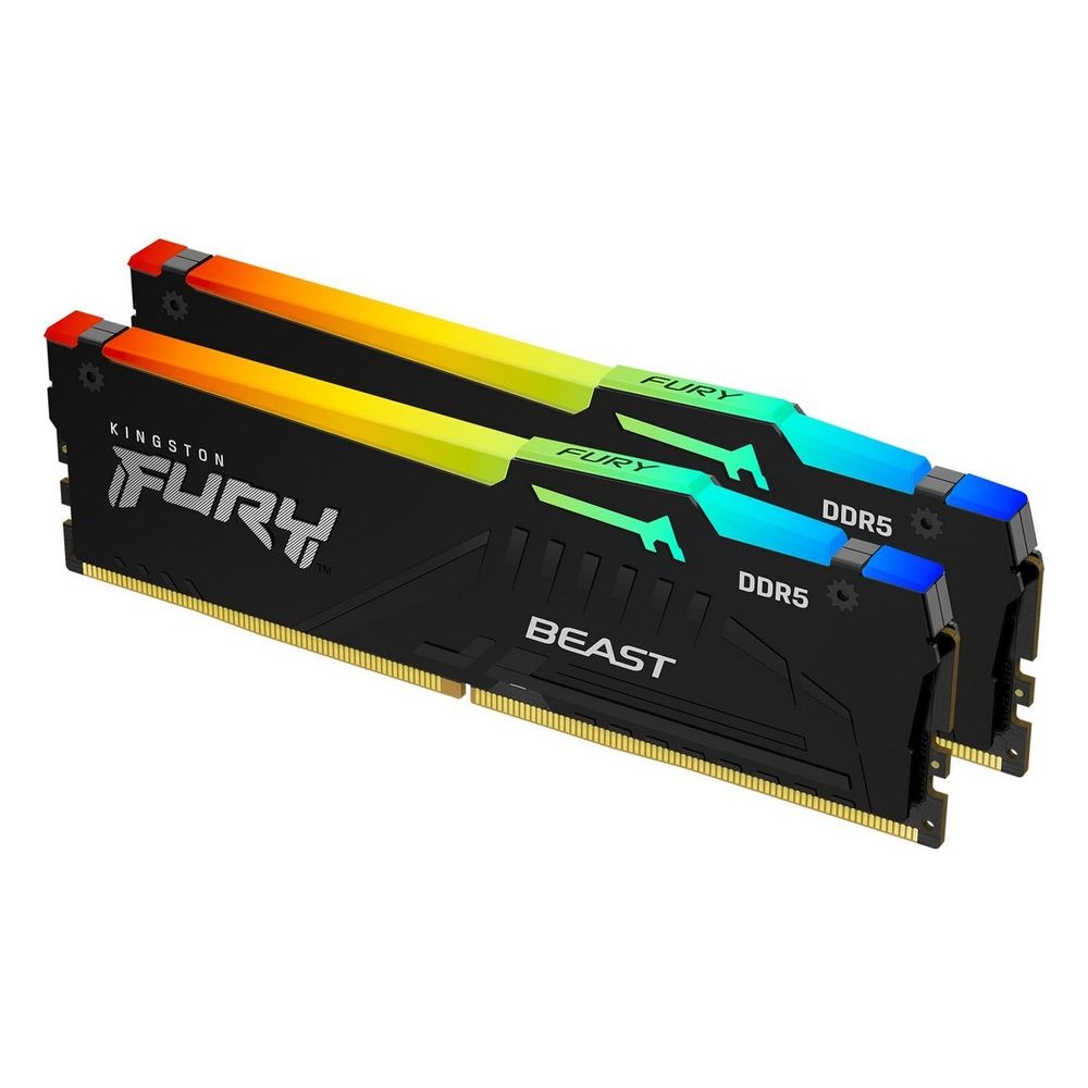 Оперативная память Kingston Fury Beast, DDR5, 32GB (2x16GB), 5200MHz, CL36, с радиаторами, RGB, черн