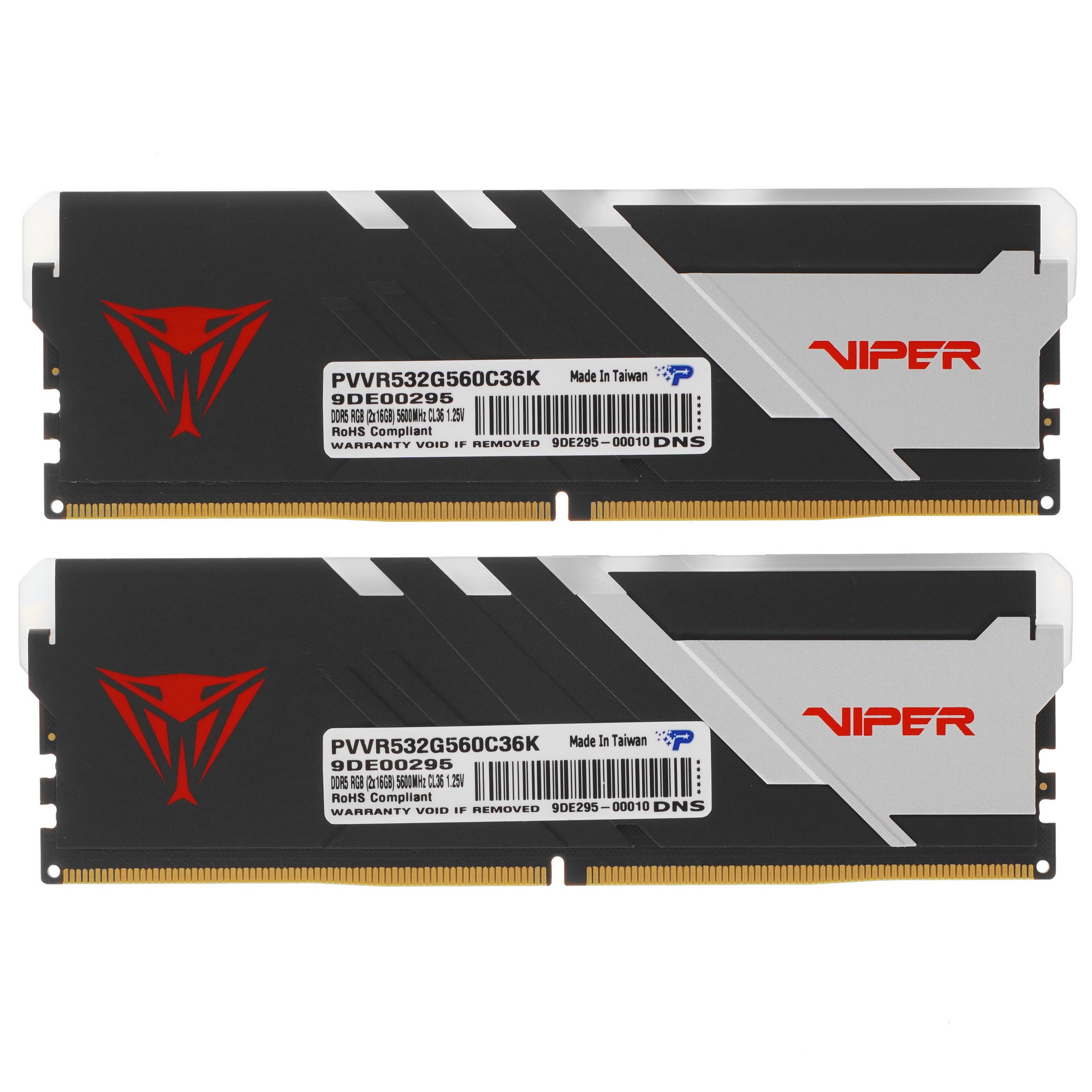 Оперативная память Patriot Viper Venom, DDR5, 32GB (2x16GB), 5600MHz, CL36, с радиаторами, RGB, черн