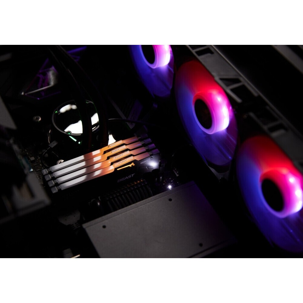 Оперативная память Kingston Fury Beast, DDR5, 128GB (4x32 GB), 5200 MHz, CL40, с радиатором, RGB, чё