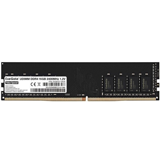 Оперативная память Exegate, DDR4, 16GB (1x16 GB), 2400 MHz, CL17, OEM