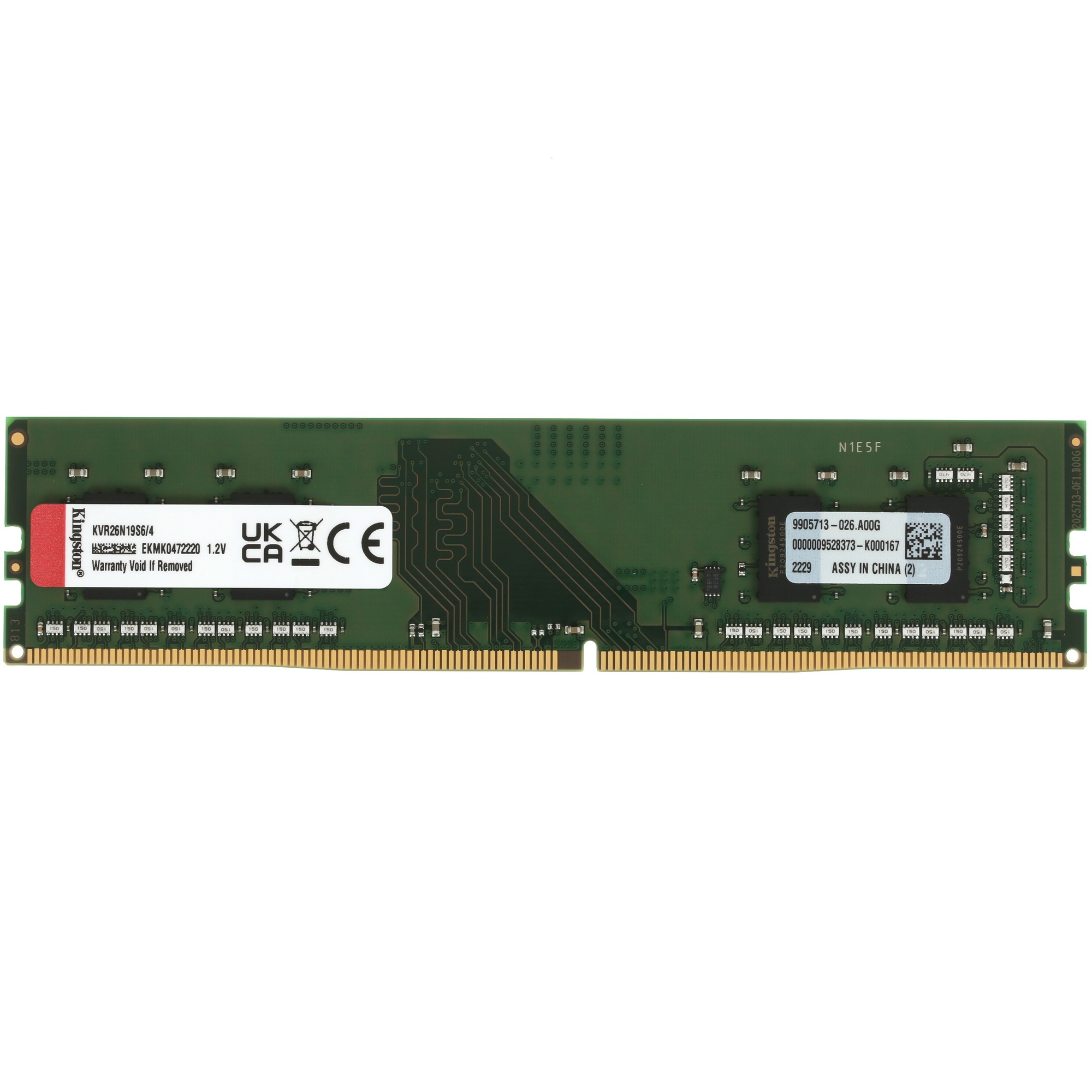 Оперативная память Kingston ValueRAM, DDR4, 4GB (1x4GB), 2666MHz, CL19