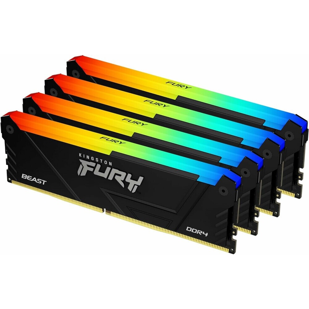 Оперативная память Kingston Fury Renegade, DDR4, 64GB (4x16GB), 3200MHz, CL16, радиатор, чёрный