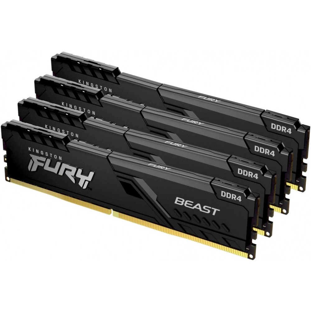 Оперативная память Kingston Fury Renegade, DDR4, 64GB (4x16GB), 3200MHz, CL16, радиатор, чёрный