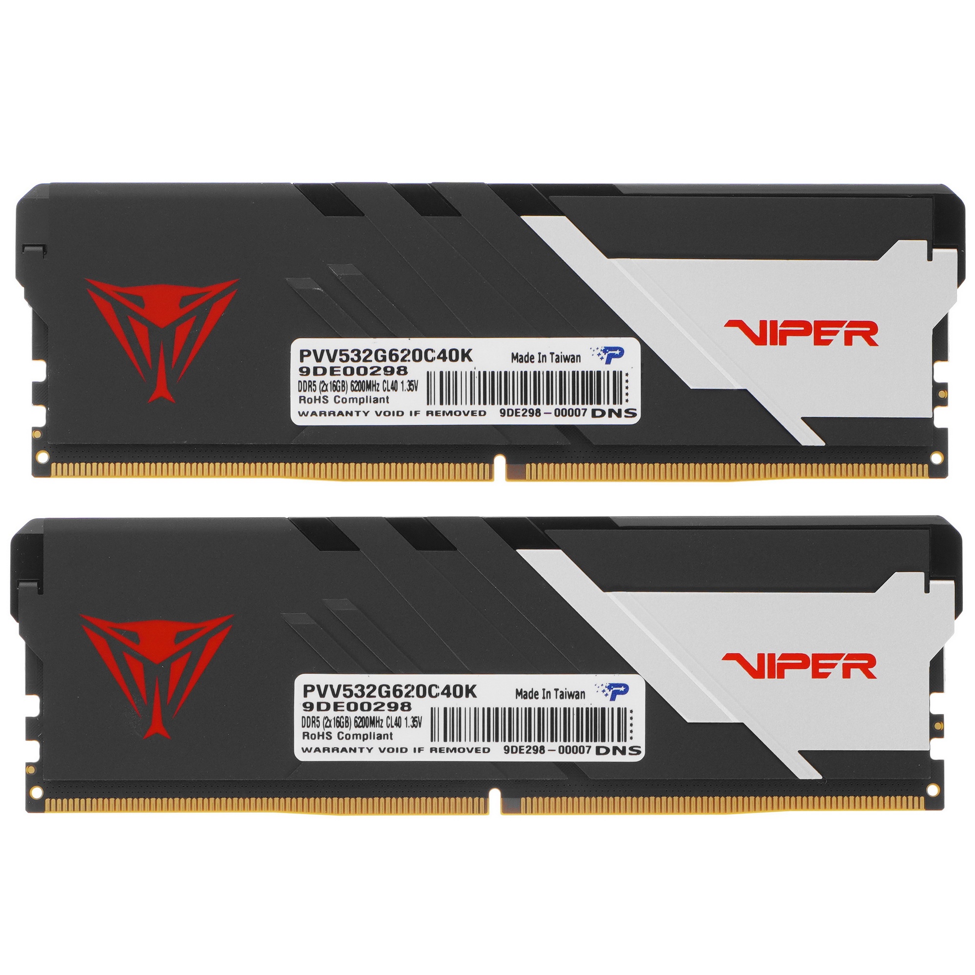 Оперативная память Patriot Viper Venom, DDR5, 32GB (2x16GB), 6200MHz, CL40, с радиатором, черный