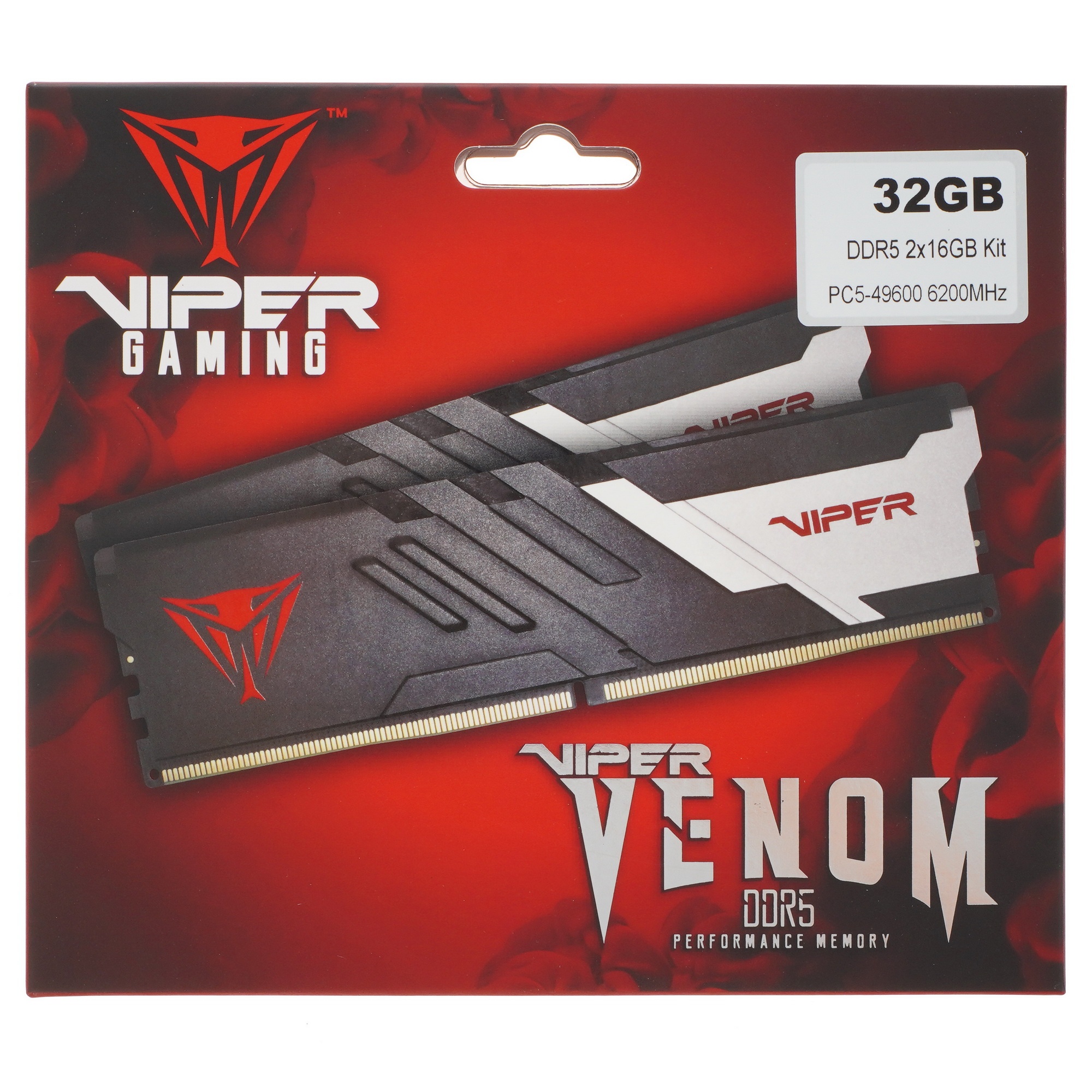 Оперативная память Patriot Viper Venom, DDR5, 32GB (2x16GB), 6200MHz, CL40, с радиатором, черный