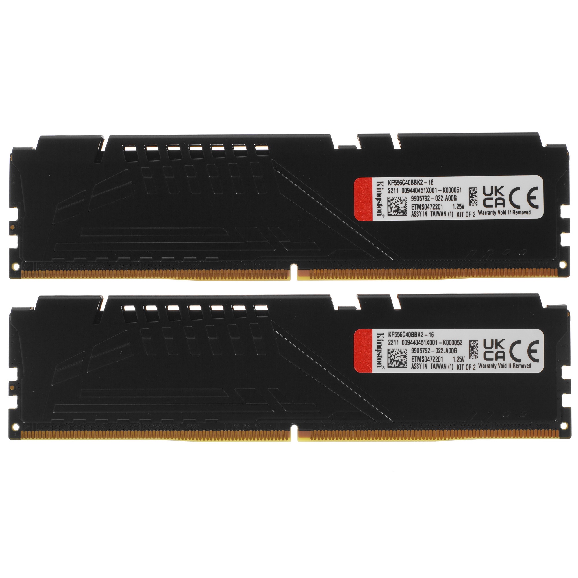 Оперативная память Kingston Fury Beast, DDR5, 16GB (2x8GB), 5600MHz, CL40, с радиаторами, черный
