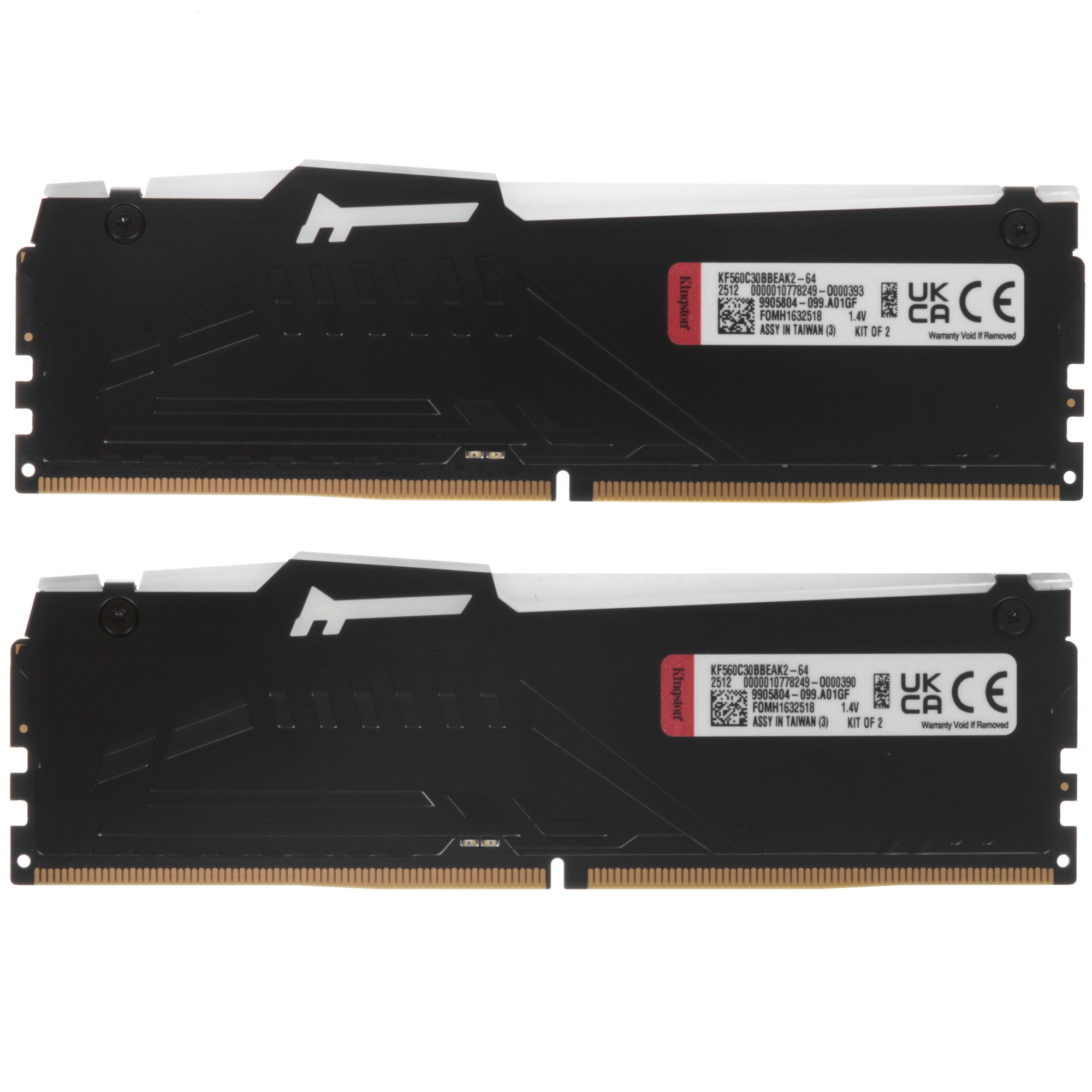 Оперативная память Kingston Fury Beast, DDR5, 64GB (2x32GB), 6000MHz, CL30, с радиатором, RGB, черны