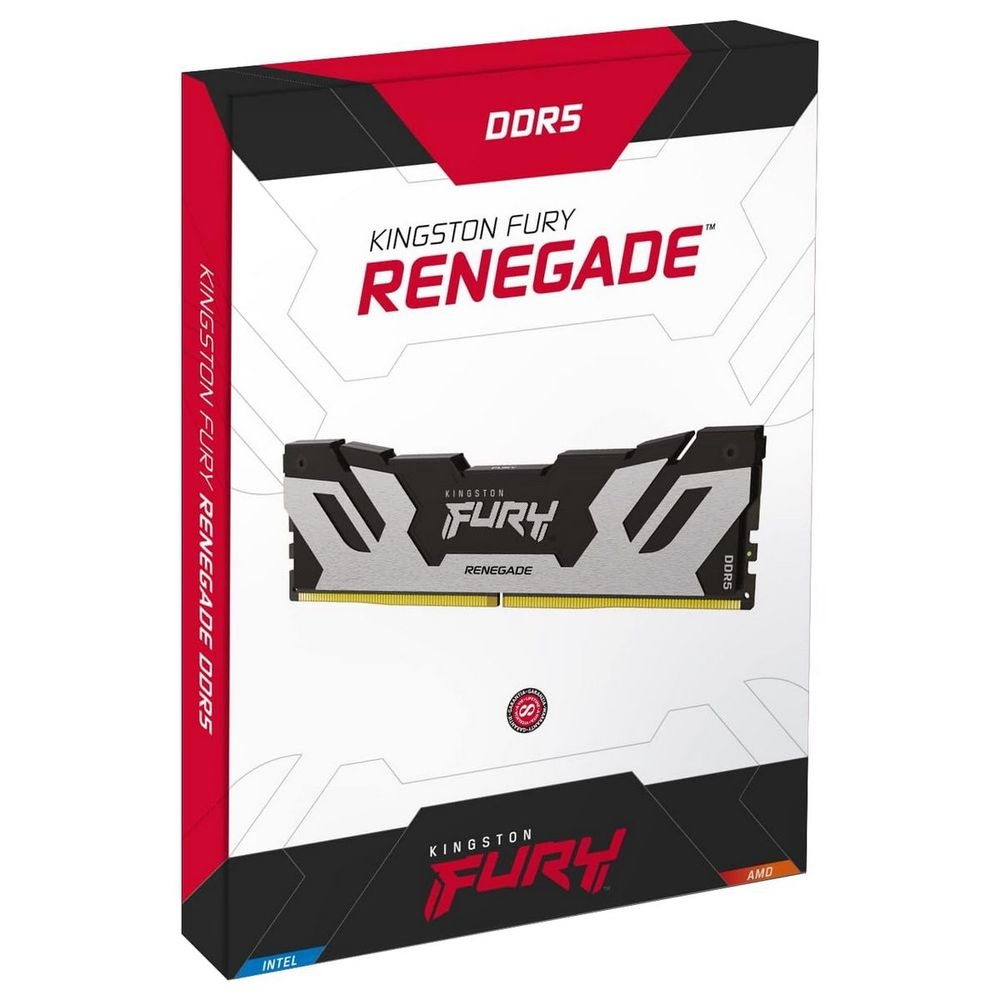 Оперативная память Kingston Fury Renegade, DDR5, 24GB (1x24GB), 8400MHz, CL40, радиатор, серебристый