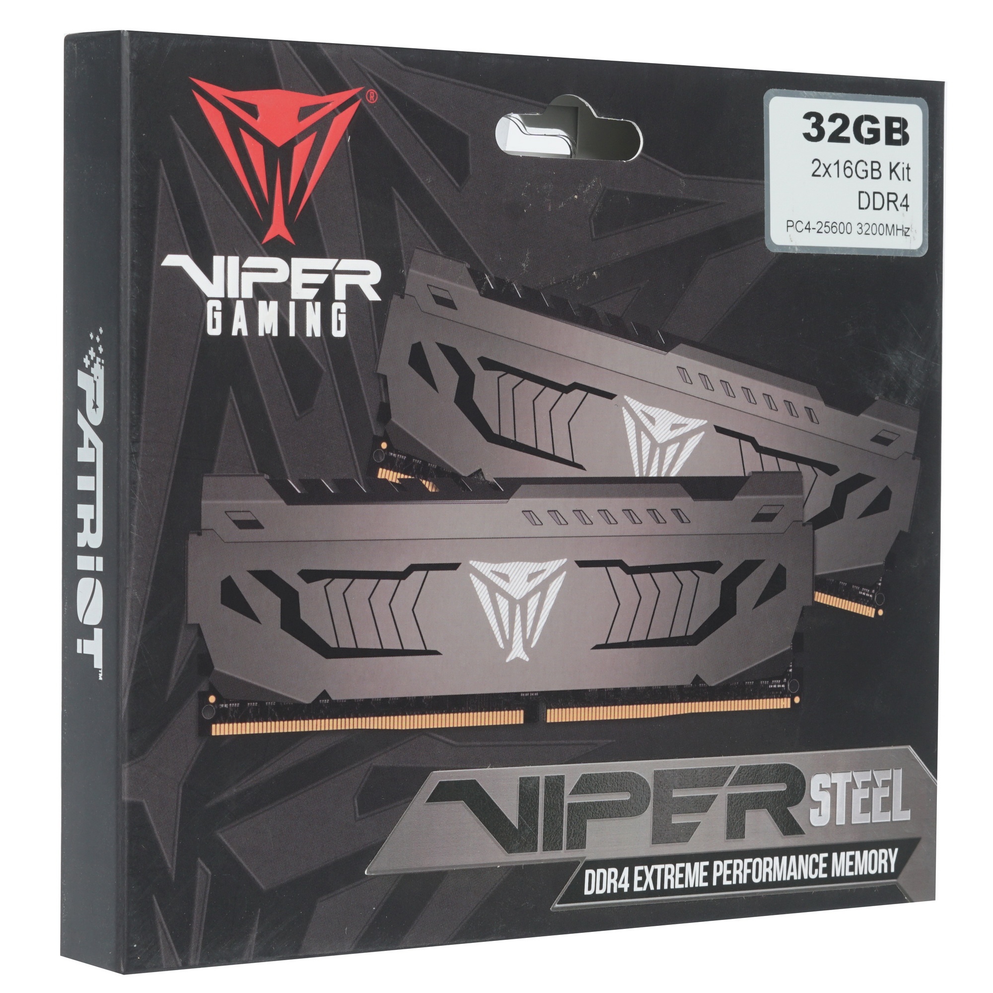 Оперативная память Patriot Viper Steel, DDR4, 32GB (2x16 GB), 3200 MHz, CL16, радиатор, чёрный