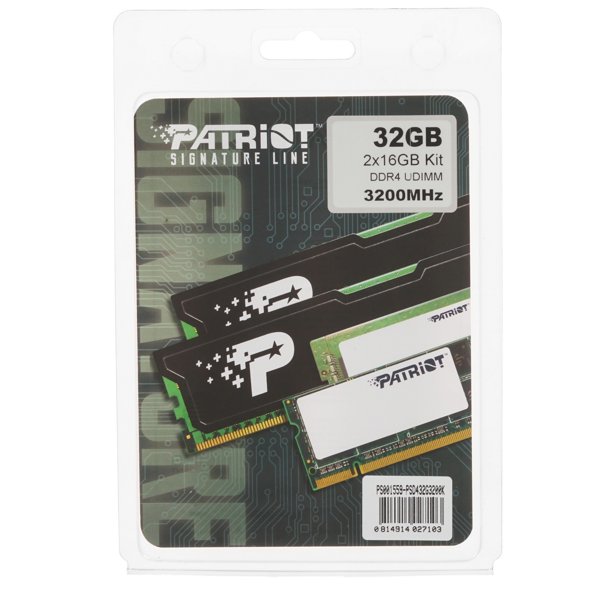 Оперативная память Patriot Signature, DDR4, 32GB (2x16 GB), 3200 MHz, CL22