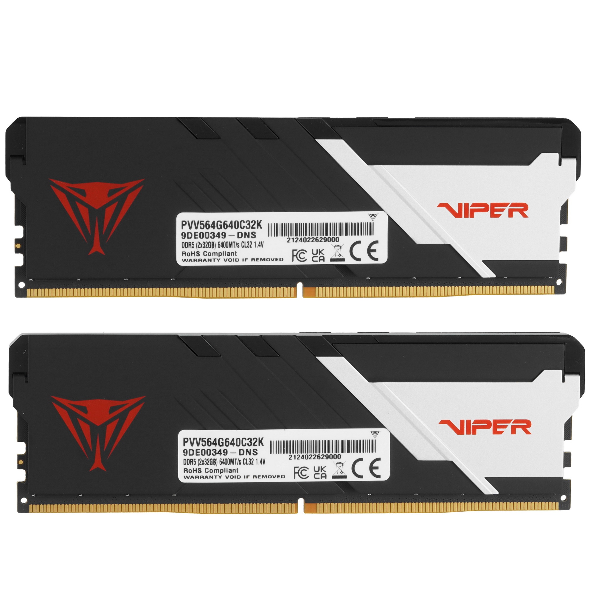 Оперативная память Patriot Viper Venom, DDR5, 64GB (2x32GB), 6400MHz, CL32, с радиатором, черный