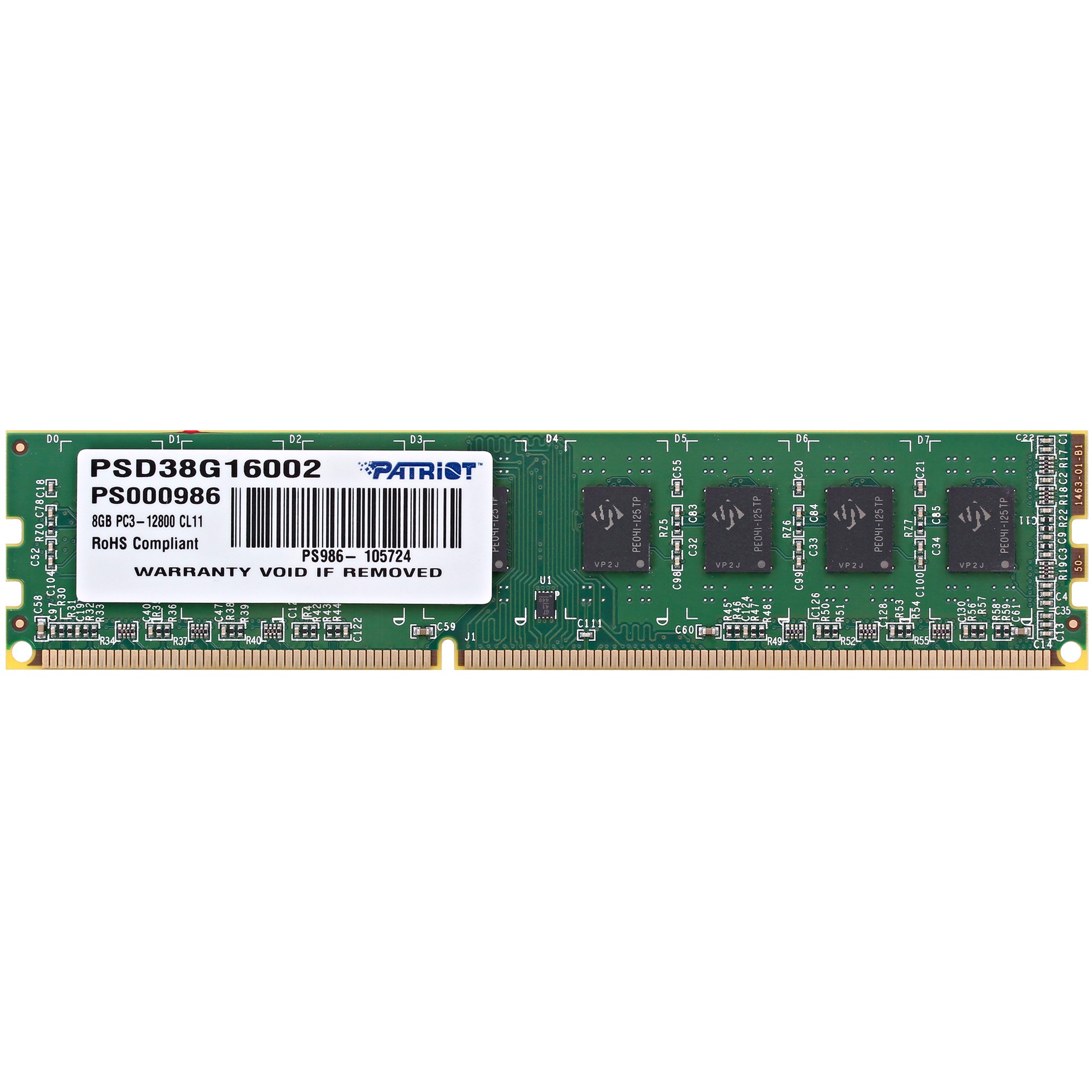 Оперативная память Patriot Signature, DDR3, 8GB (1x8 GB), 1600 MHz, CL11