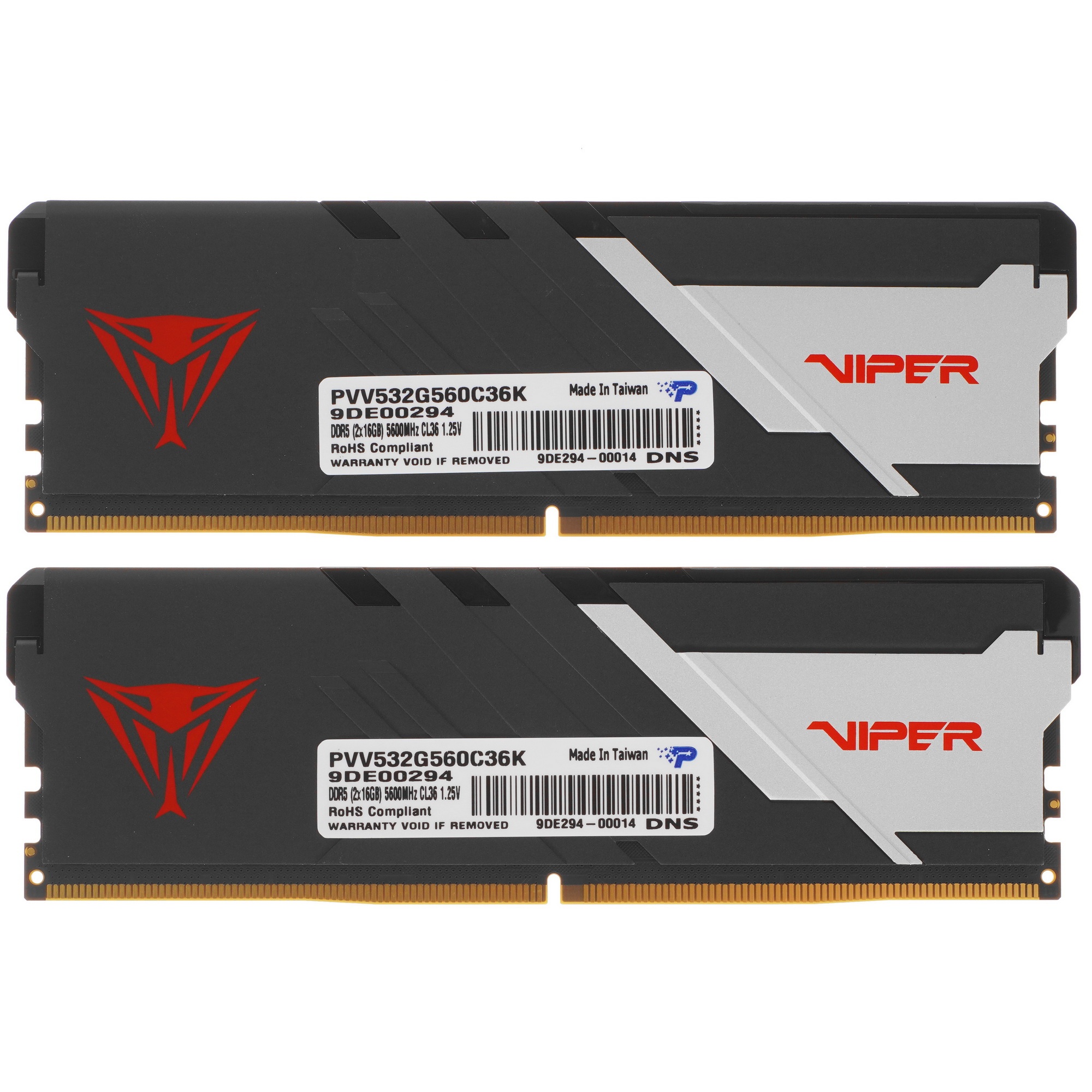 Оперативная память Patriot Viper Venom, DDR5, 32GB (2x16GB), 5600MHz, CL36, с радиатором, черный
