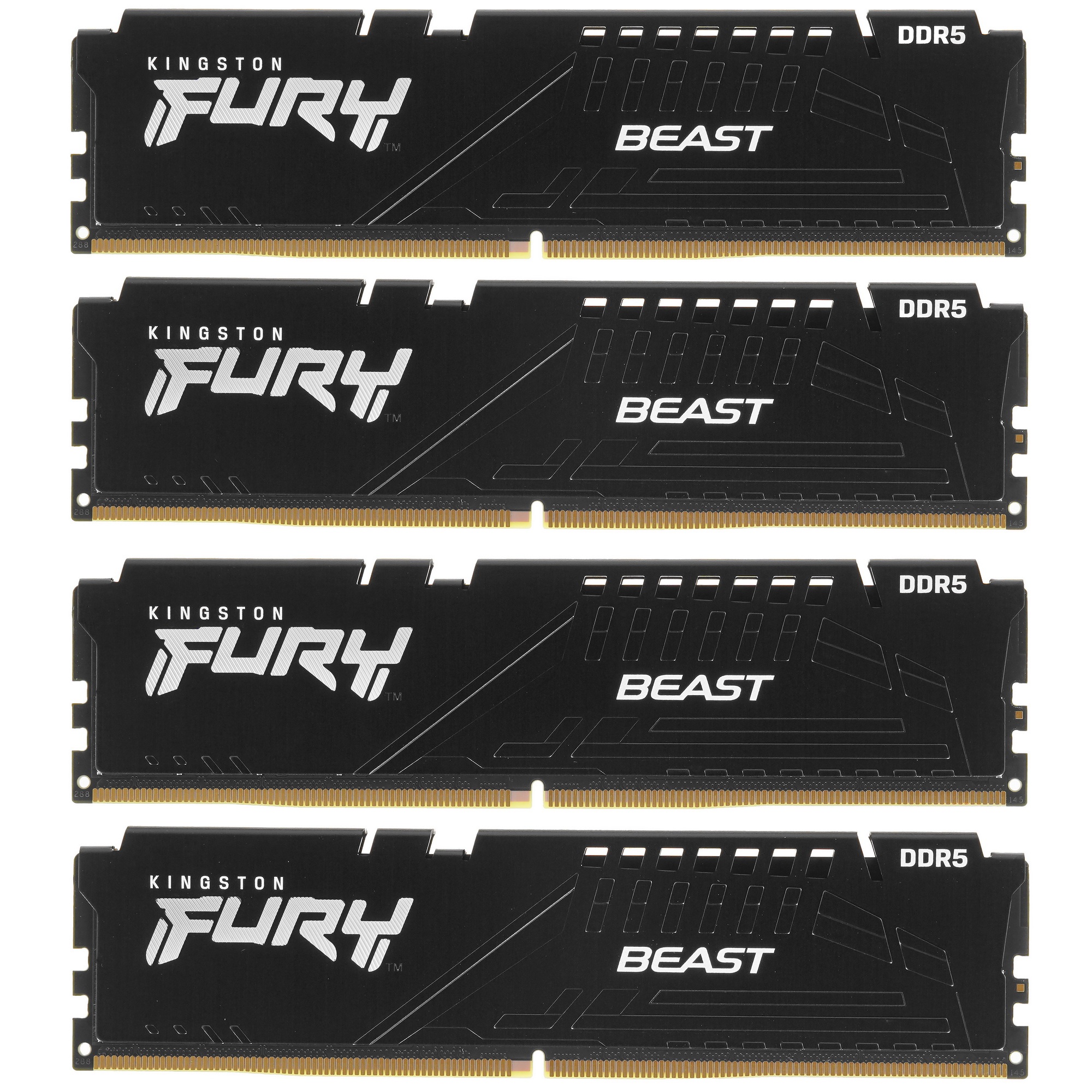 Оперативная память Kingston Fury Beast, DDR5, 128GB (4x32 GB), 5600 MHz, CL40, радиатор, чёрный