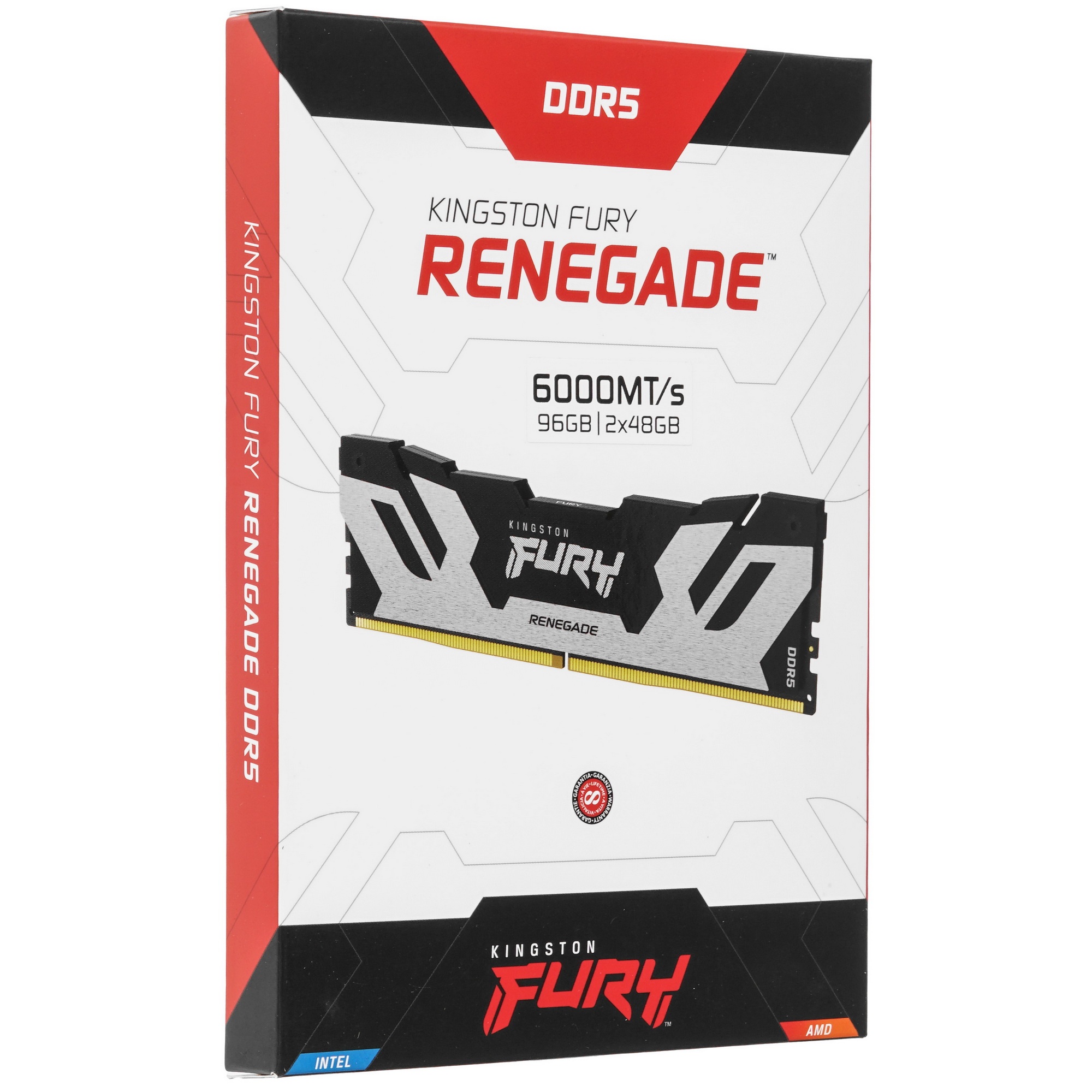 Оперативная память Kingston Fury Renegade Silver, DDR5, 96GB (2x48GB), 6000MHz, CL32, с радиаторами,