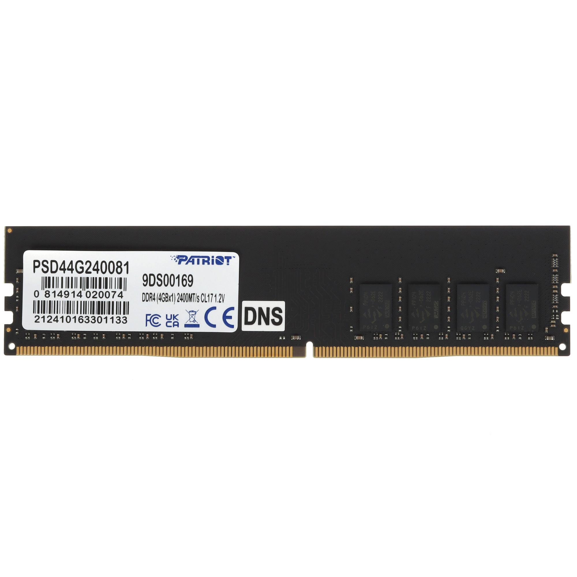 Оперативная память Patriot, DDR4, 4GB (1x4 GB), 2400 MHz, CL17, DIMM