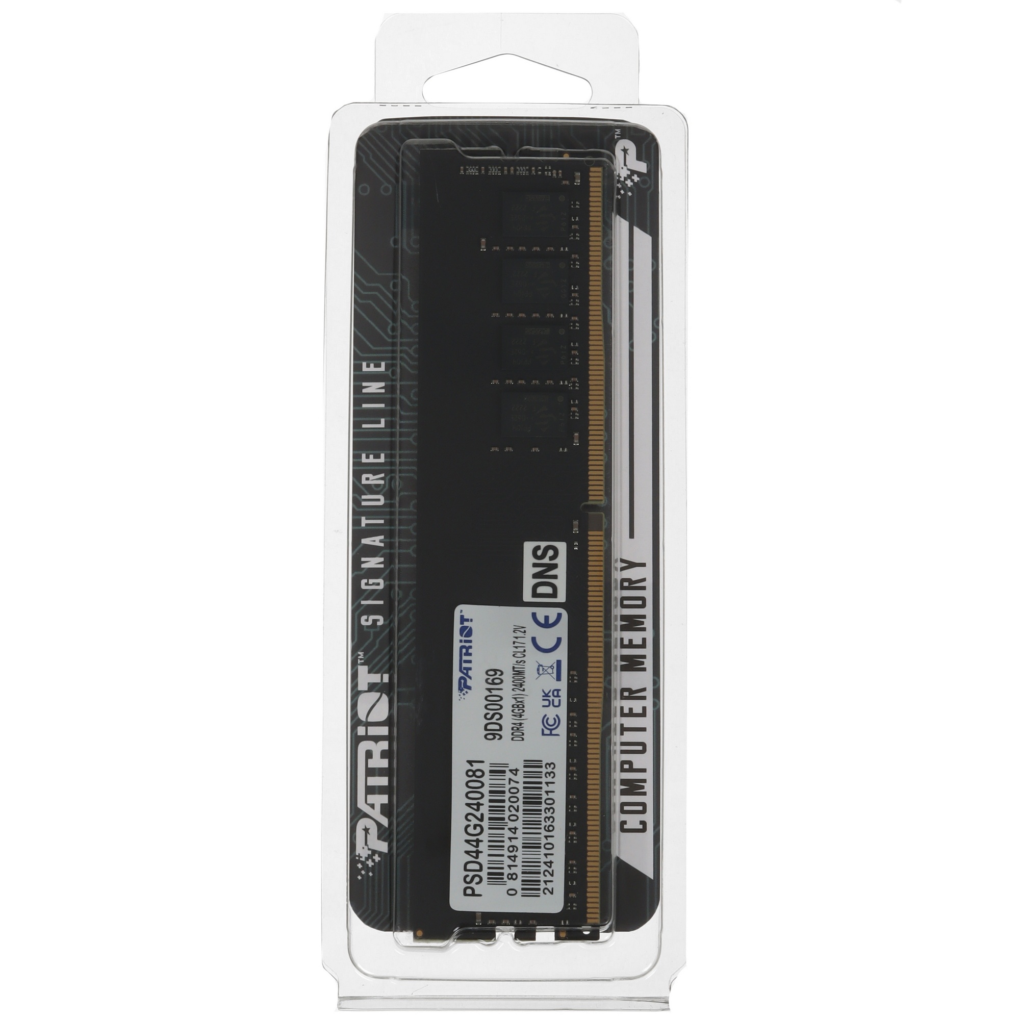 Оперативная память Patriot, DDR4, 4GB (1x4 GB), 2400 MHz, CL17, DIMM