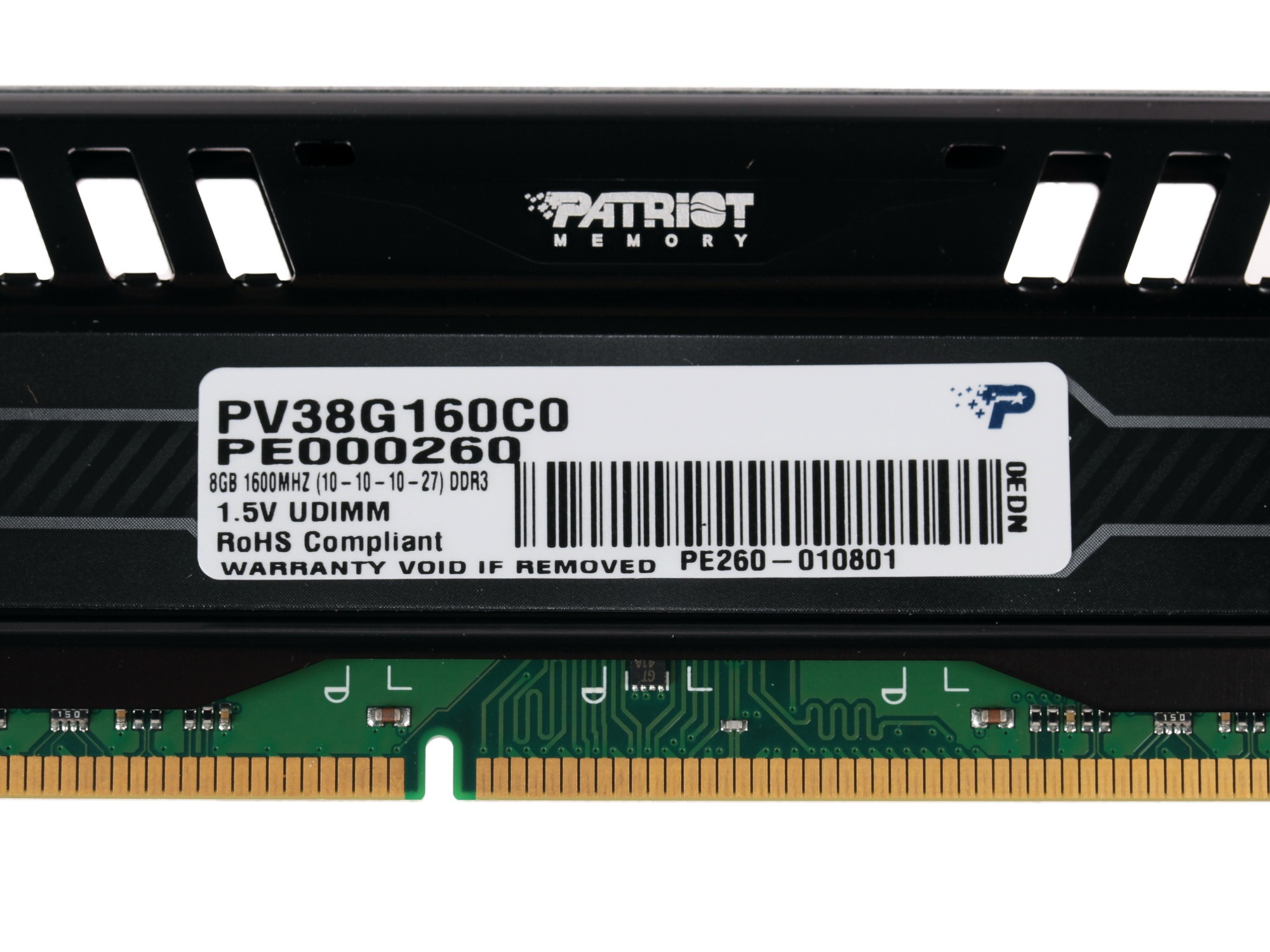 Оперативная память DIMM 8GB PC12800 DDR3 PV38G160C0 Patriot