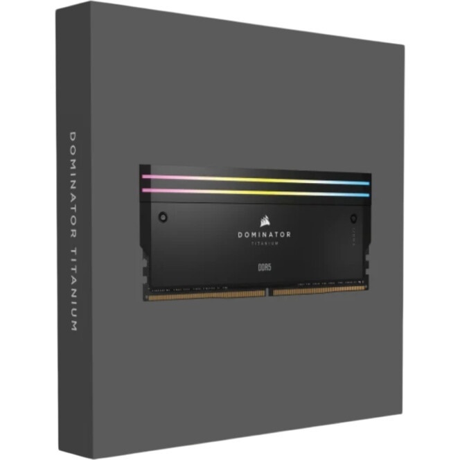 Модуль памяти CORSAIR 64GB 6600МГц DDR5 CL32 DIMM (Kit of 2x32GB) XMP 3.0, Dominator Titanium RGB Bl