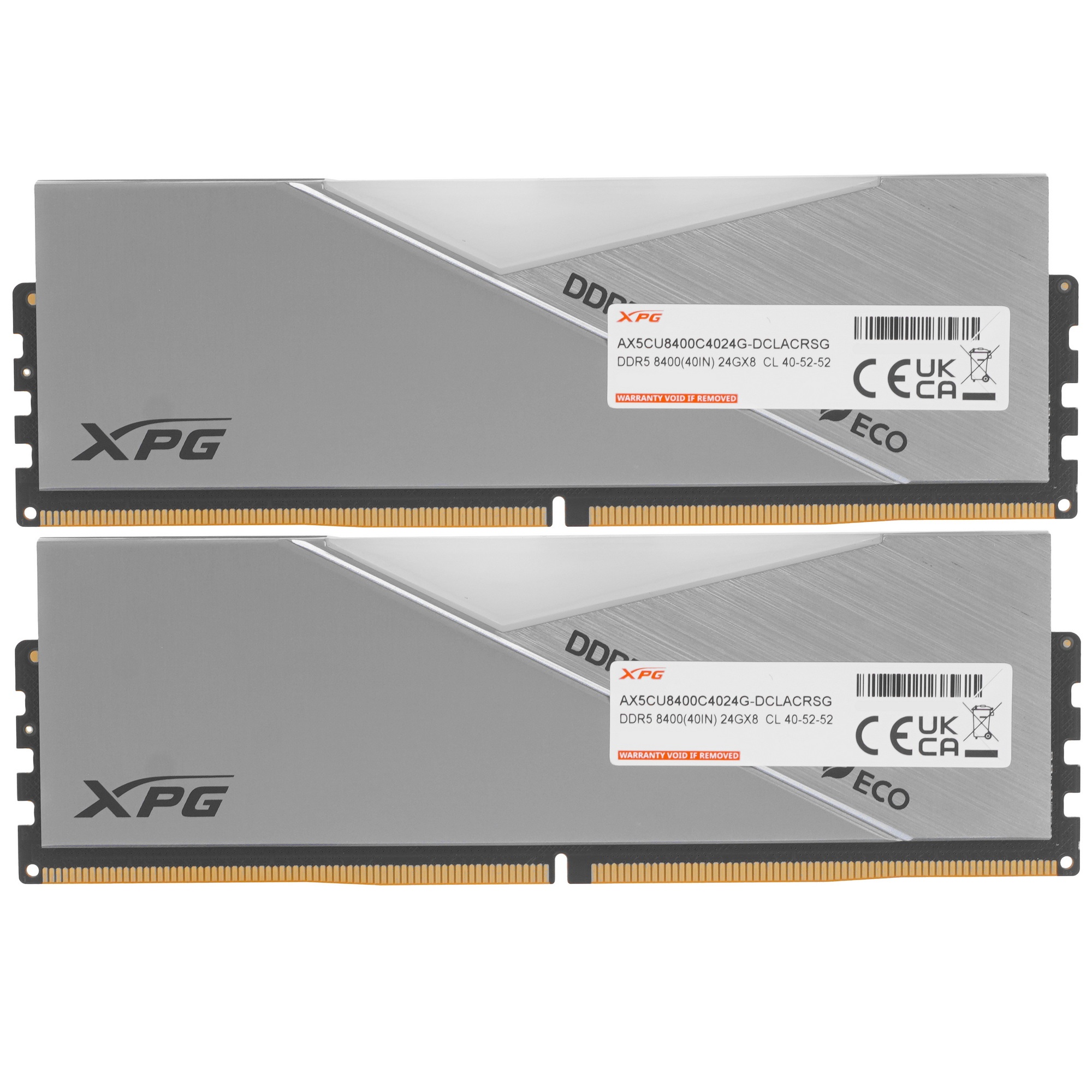 Оперативная память XPG Lancer, DDR5, 48GB (2x24GB), 8400MHz, CL40, DIMM, с радиаторами, RGB, серебри
