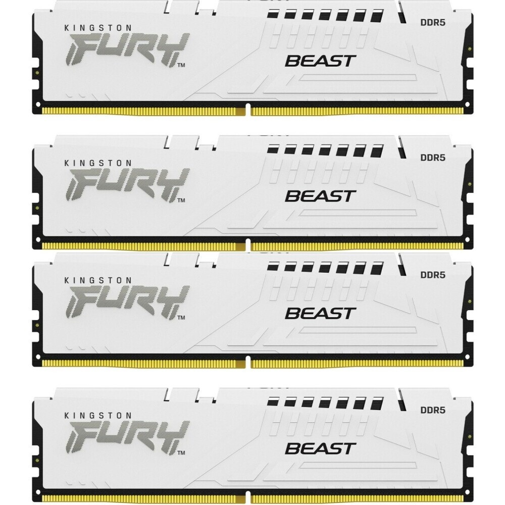 Оперативная память Kingston 128GB 5200MHz DDR5 CL40 DIMM (Kit of 4) FURY Beast White RGB XMP