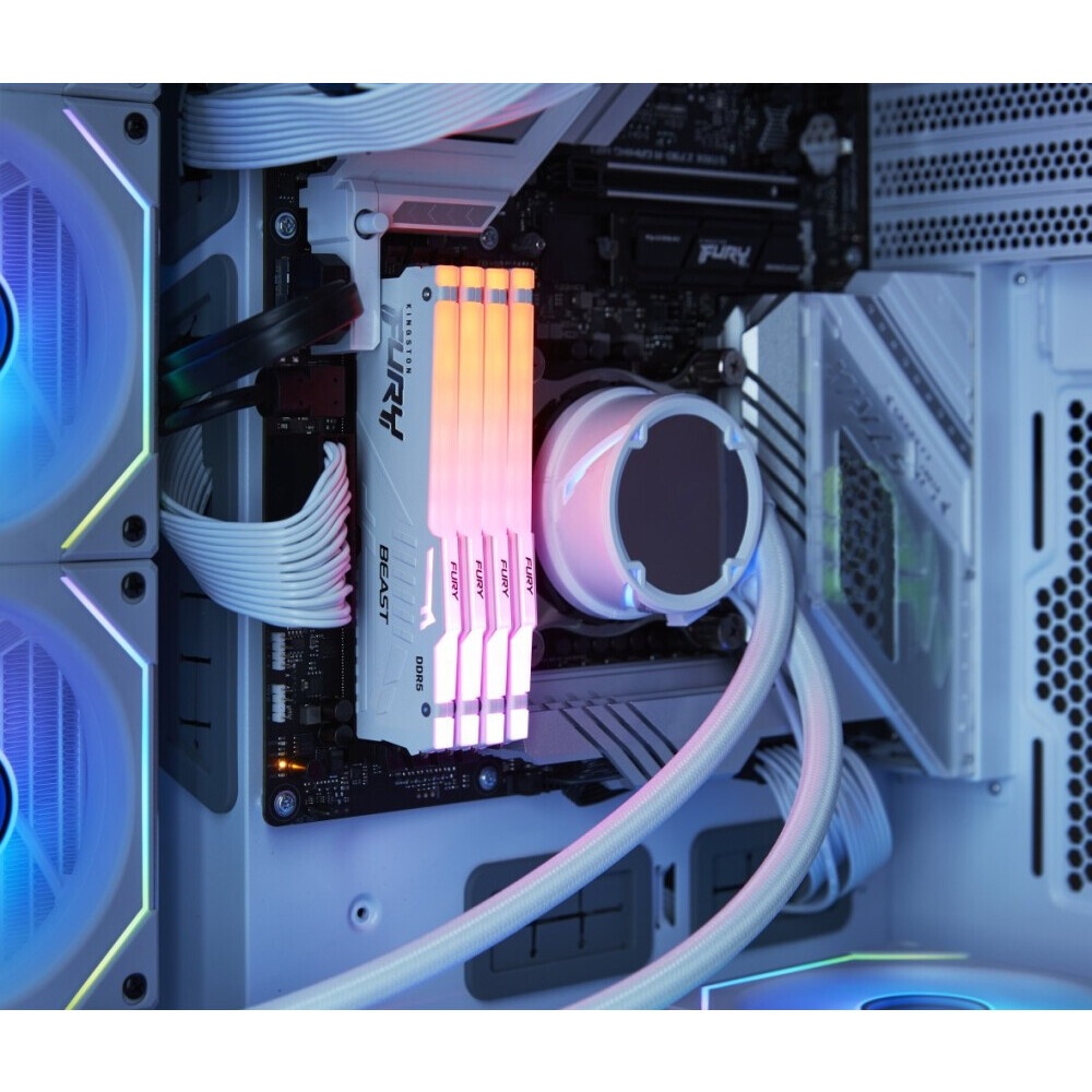 Оперативная память Kingston 128GB 5200MHz DDR5 CL40 DIMM (Kit of 4) FURY Beast White RGB XMP