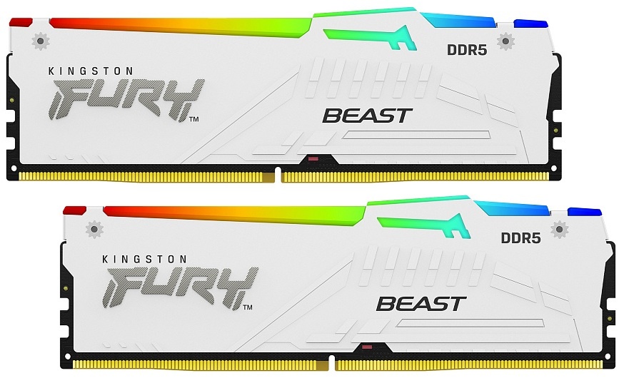 Оперативная память Kingston Fury Beast, DDR5, 32GB (2x16GB), 6000MHz, CL30, DIMM, с радиатором, RGB,