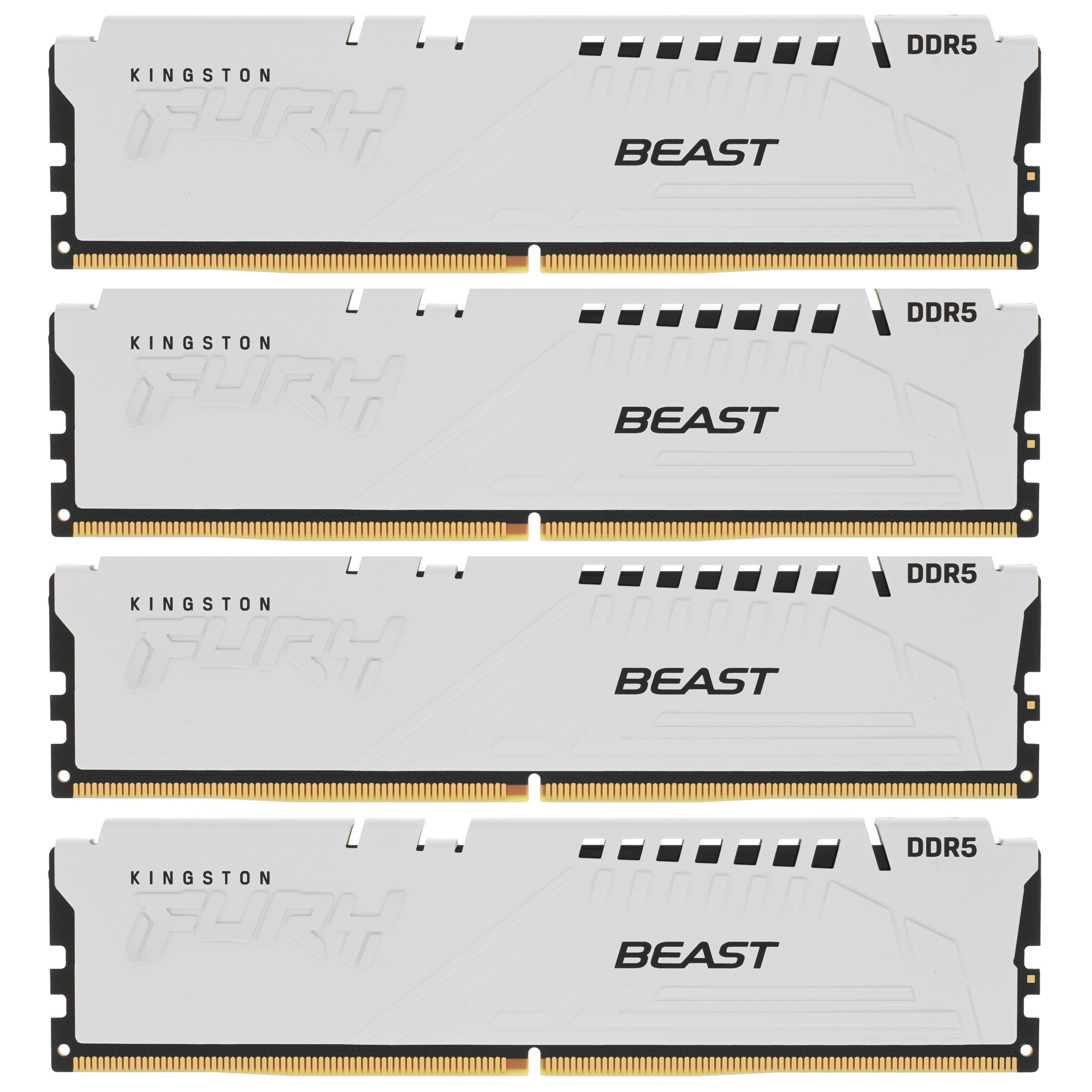 Оперативная память Kingston Fury Beast, DDR5, 128GB (4x32GB), 5200MHz, CL40, DIMM, радиатор, белый
