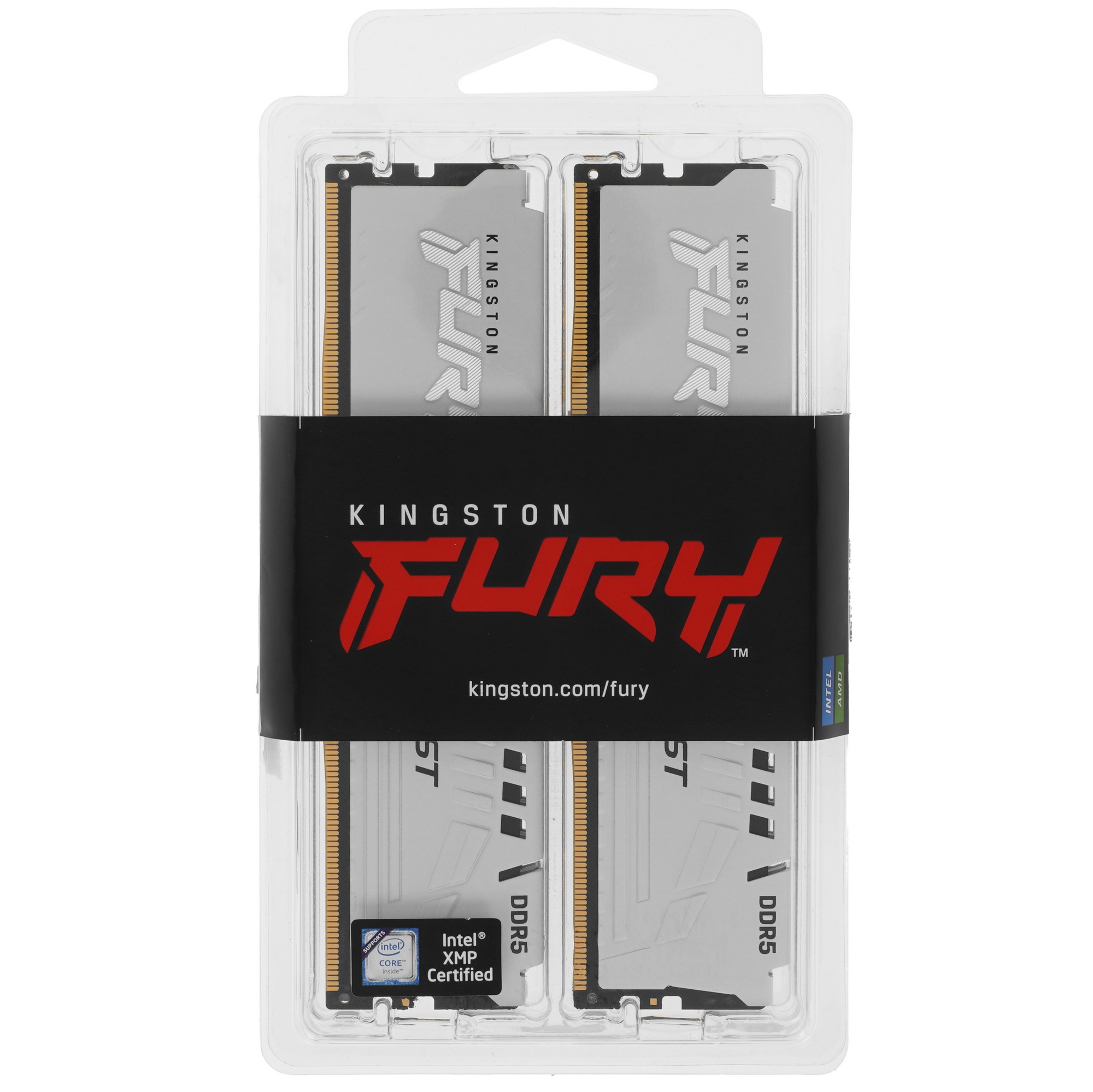 Оперативная память Kingston Fury Beast, DDR5, 128GB (4x32GB), 5200MHz, CL40, DIMM, радиатор, белый