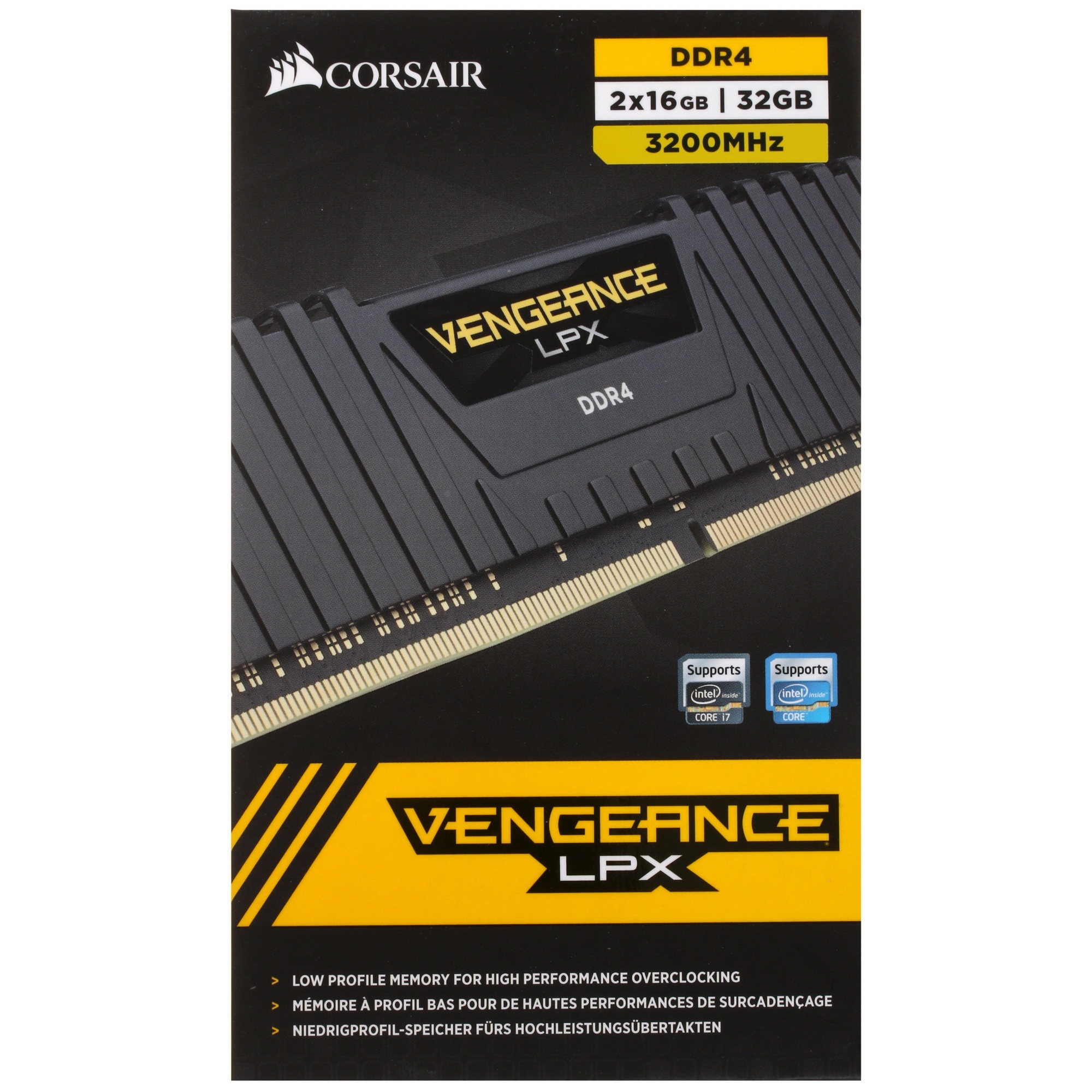 Оперативная память Corsair Vengeance LPX, DDR4, 32GB (2x16GB), 3200MHz, CL16, DIMM, с радиаторами, ч